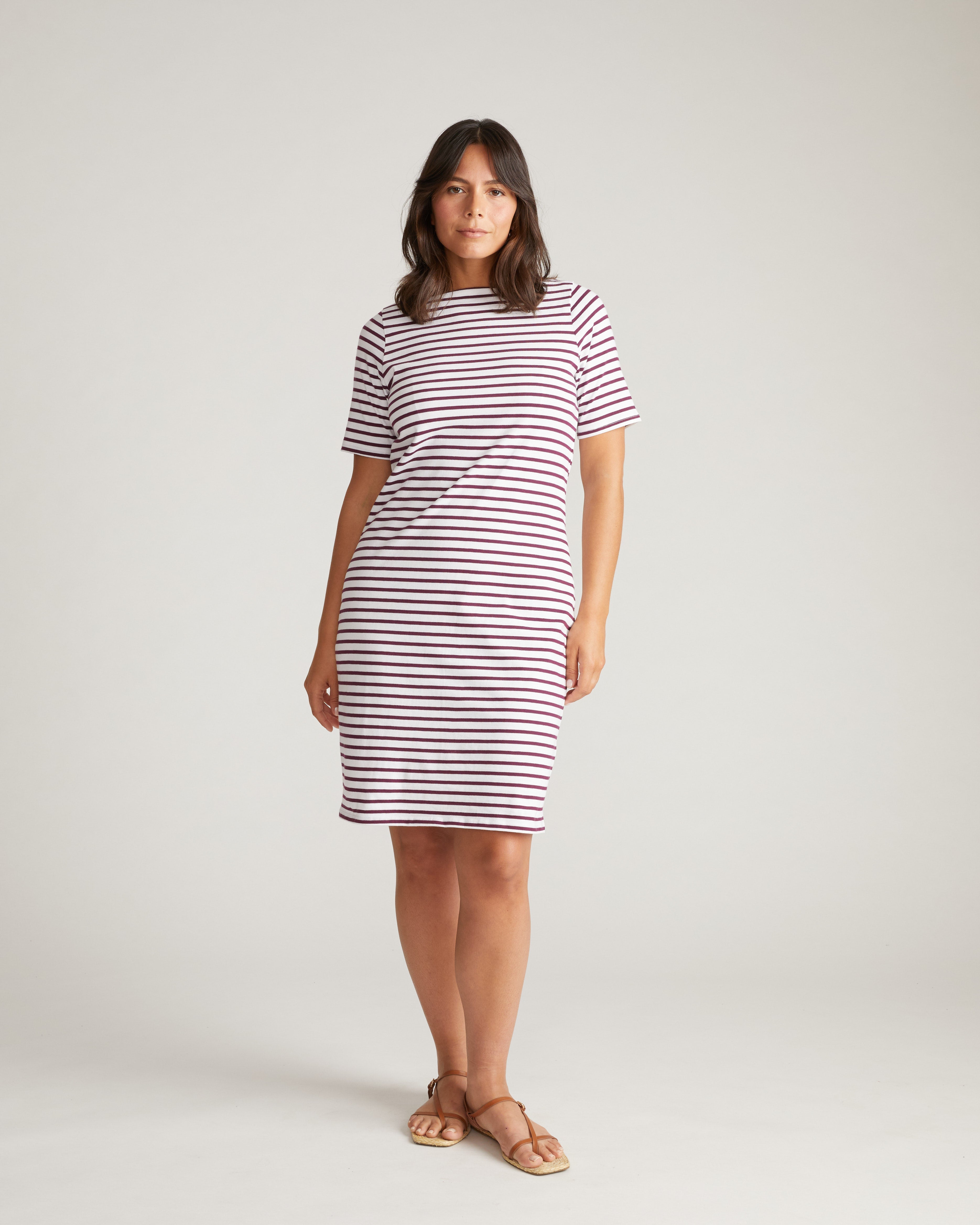 Belle Breton Stripe Jersey Dress - White/Gamay Stripe