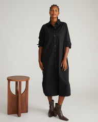 Odeon Stretch Poplin Shirtdress - Black