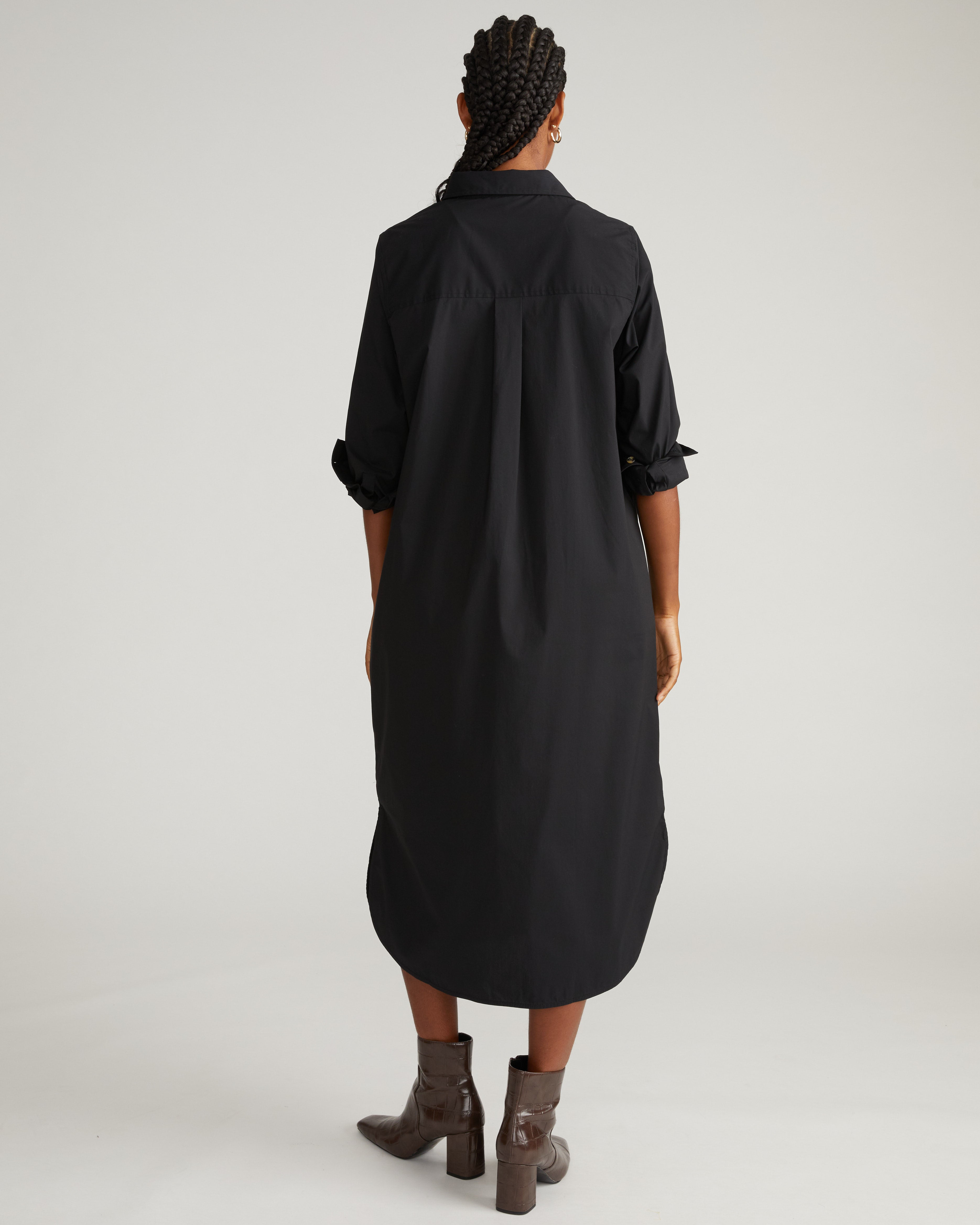 Odeon Stretch Poplin Shirtdress - Black