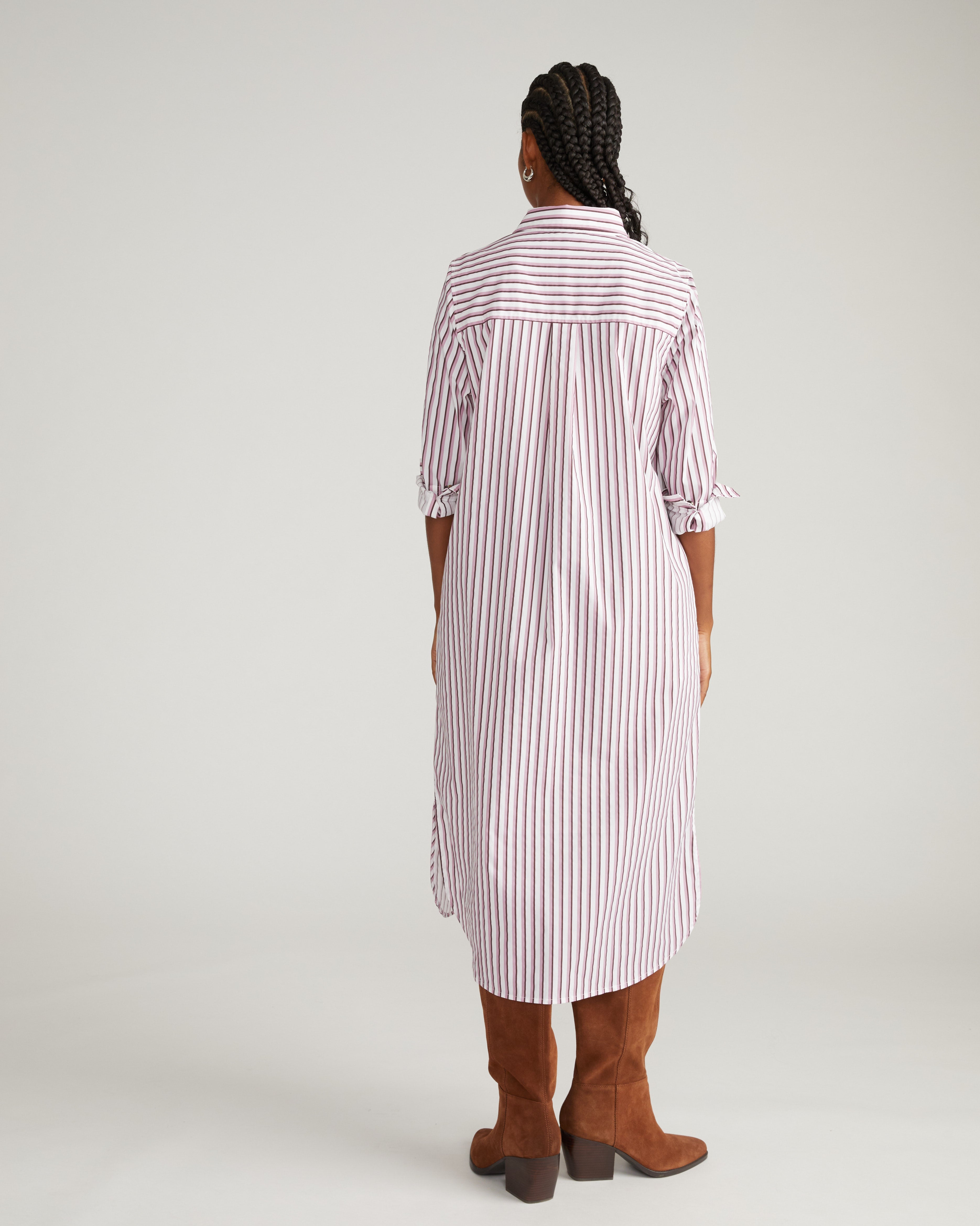 Odeon Stretch Poplin Shirtdress - Lilac Multi Stripe