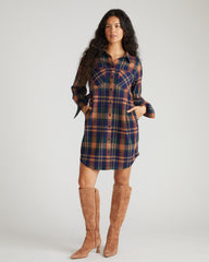 Maine Stretch Flannel Shirtdress - Autumn Apple Plaid