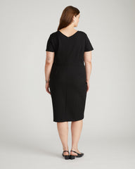 Executive V Neck Ponte Dress - Black