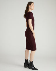 Executive V Neck Ponte Dress - Black Cherry