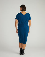 Executive V Neck Ponte Dress - Deep Teal