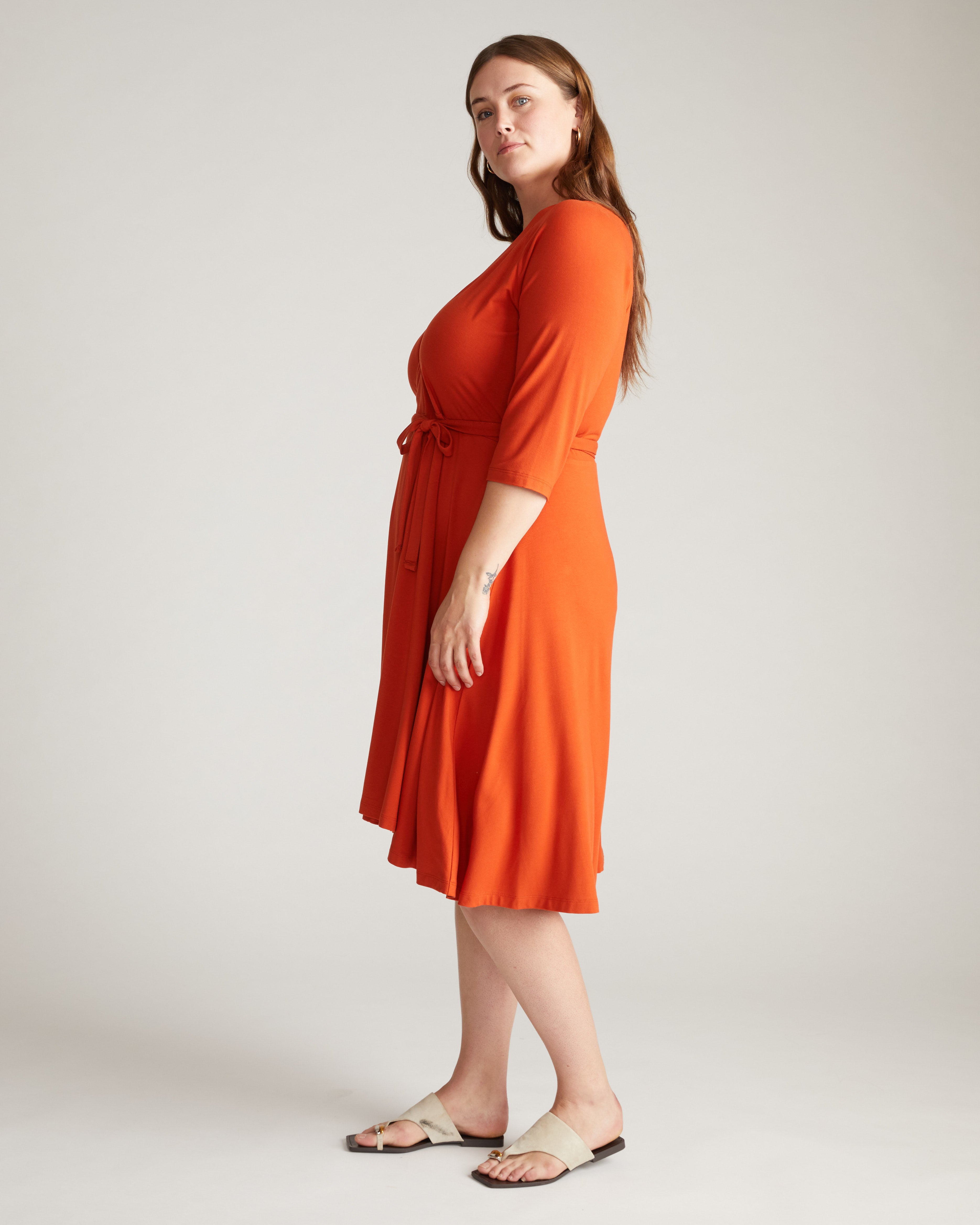 The Divine Jersey Wrap Dress - Warm Russet