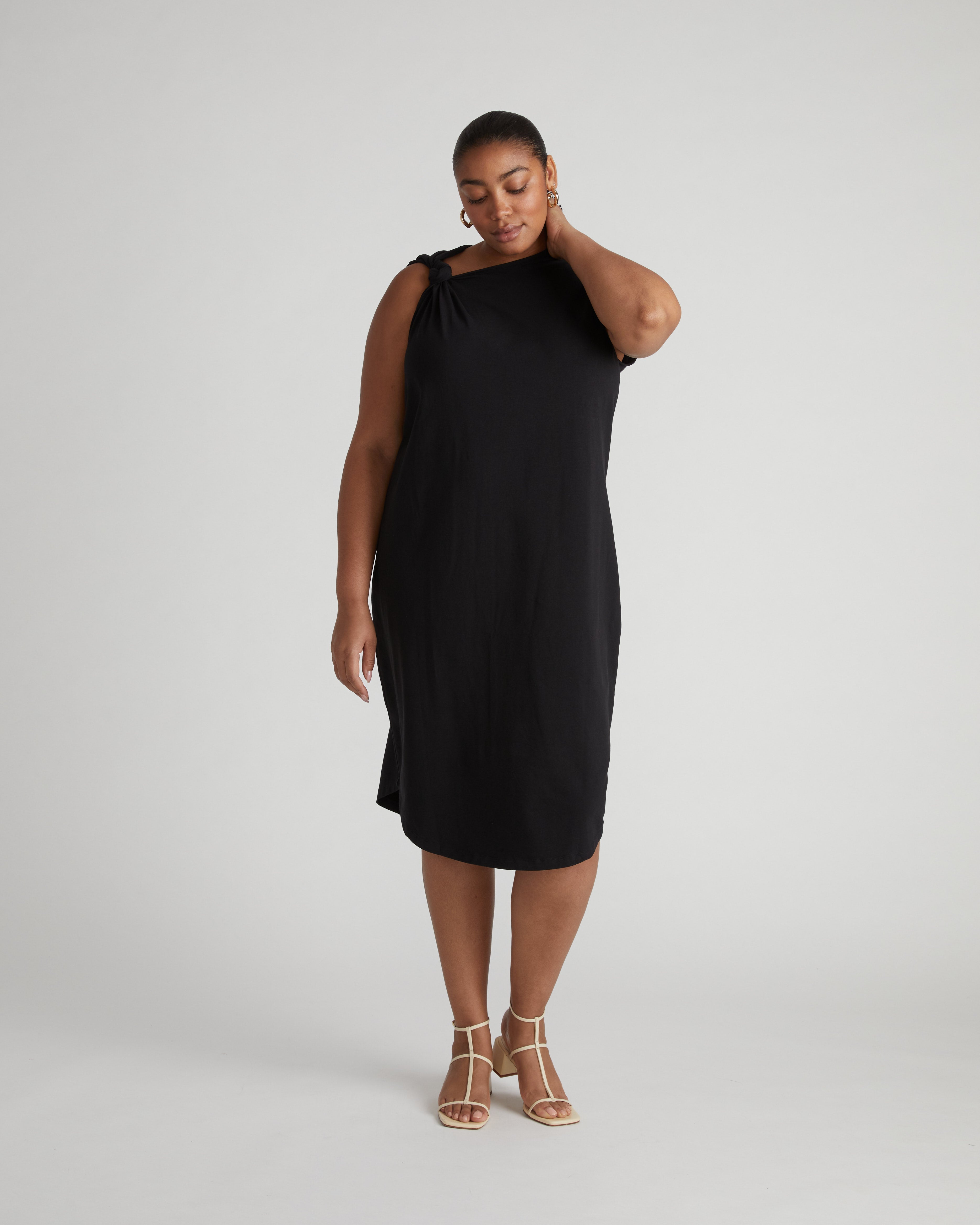Shoulder Knot Dress - Black