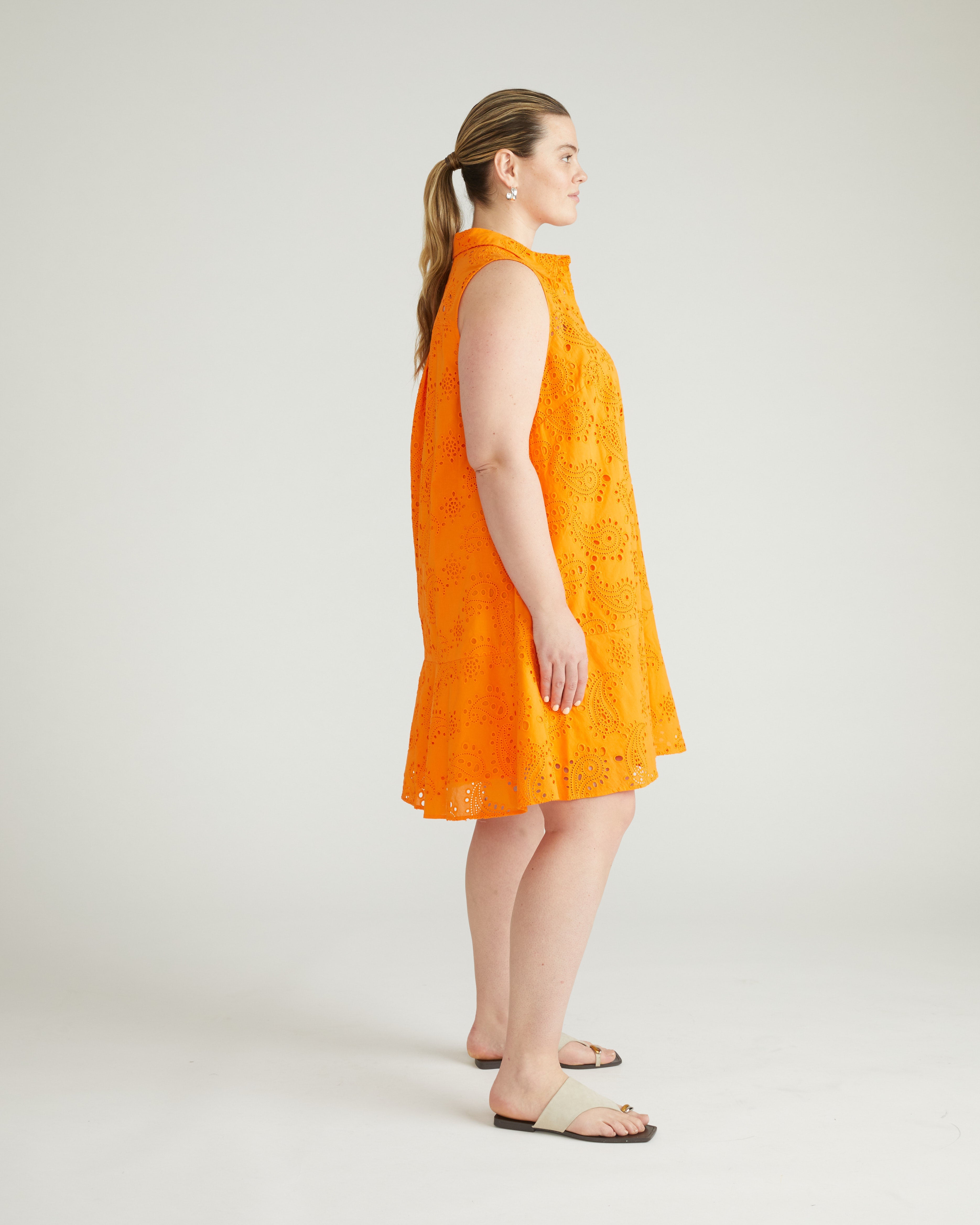 Simone Cotton Eyelet Dress - Arancia