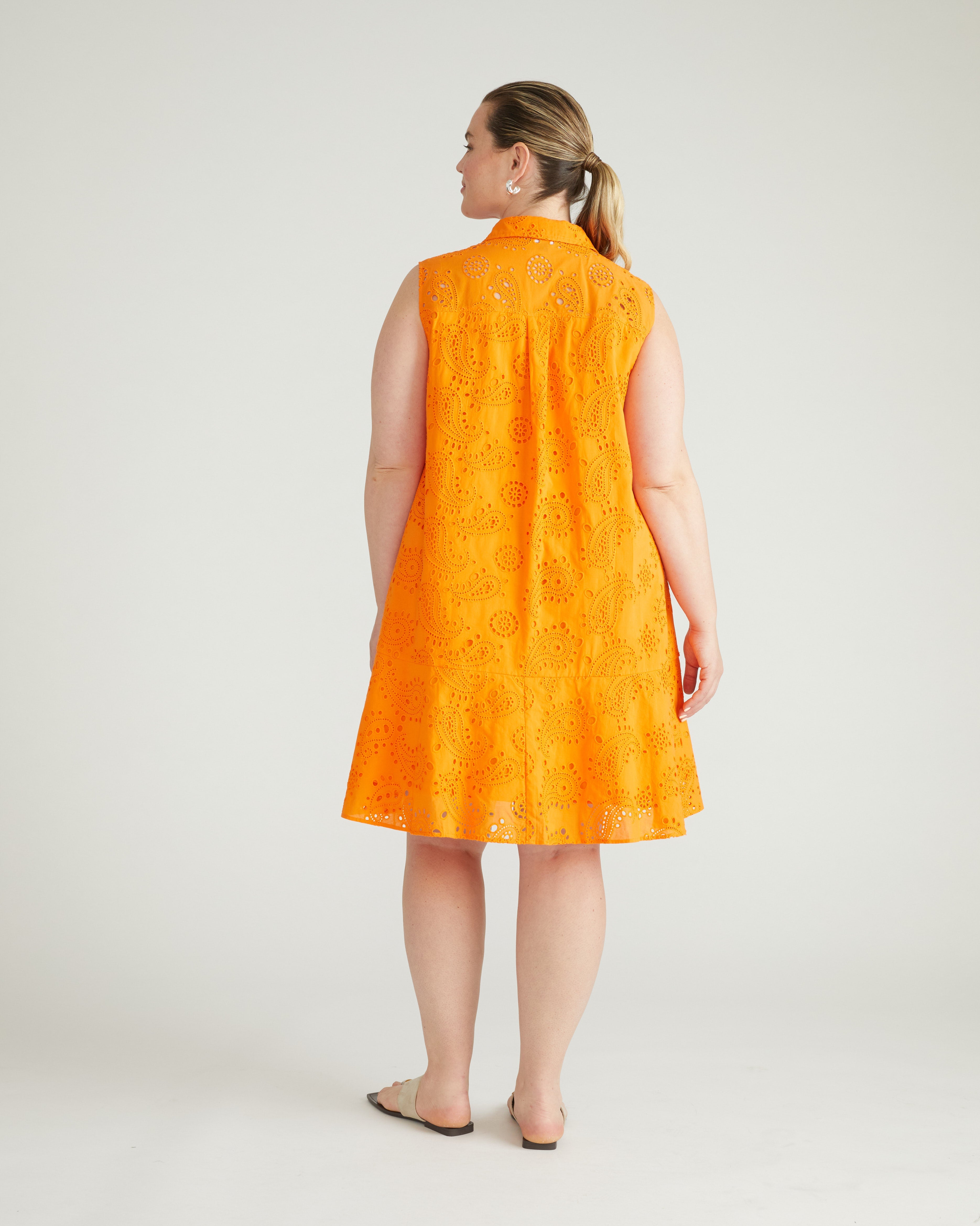 Simone Cotton Eyelet Dress - Arancia