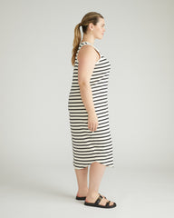 Romera Ribbed Dress - Ecru/Black Stripe