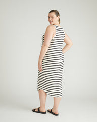 Romera Ribbed Dress - Ecru/Black Stripe