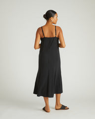 Amber Cooling Cupro Slip Dress - Black