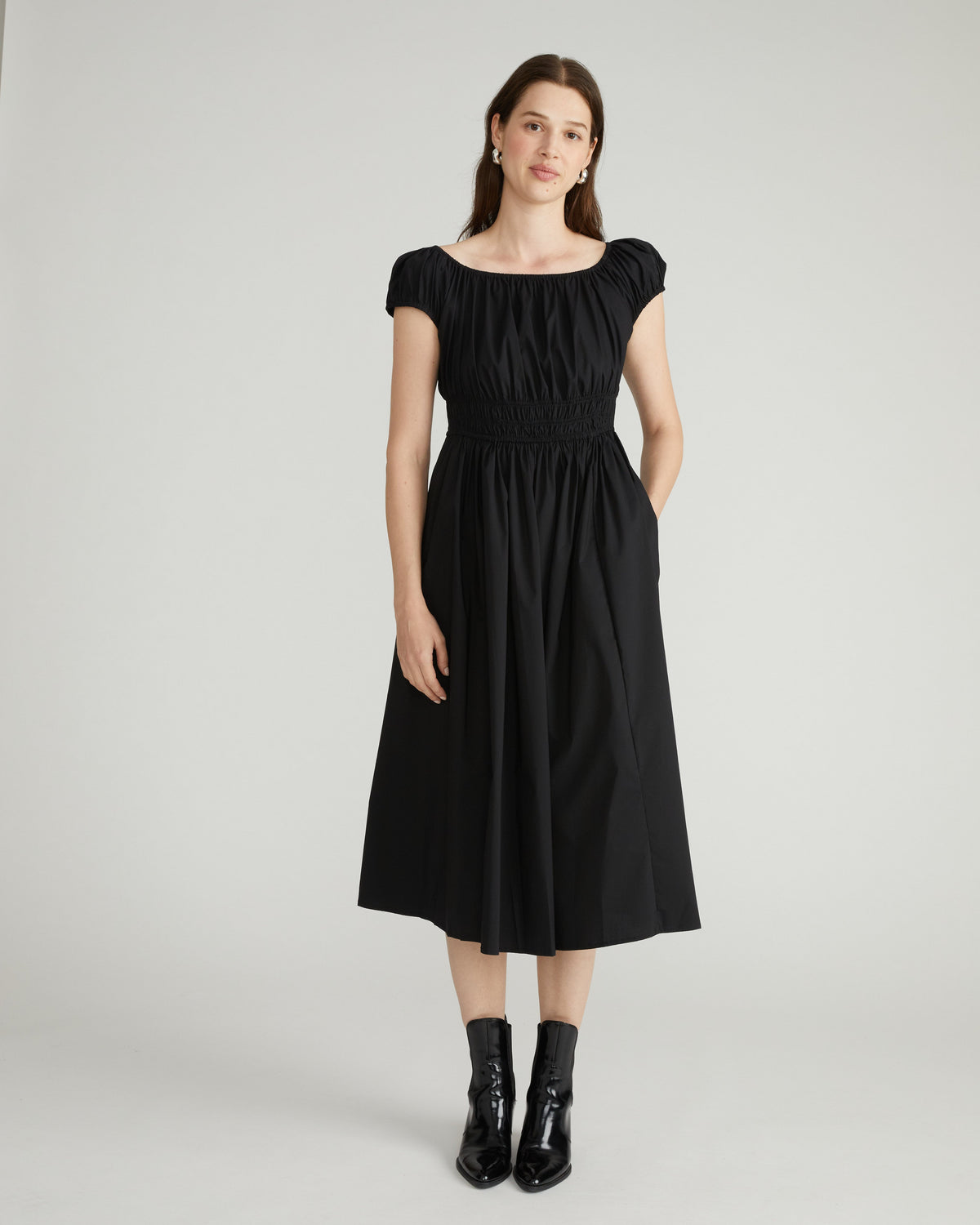 Aurora Stretch Poplin Dress - Black