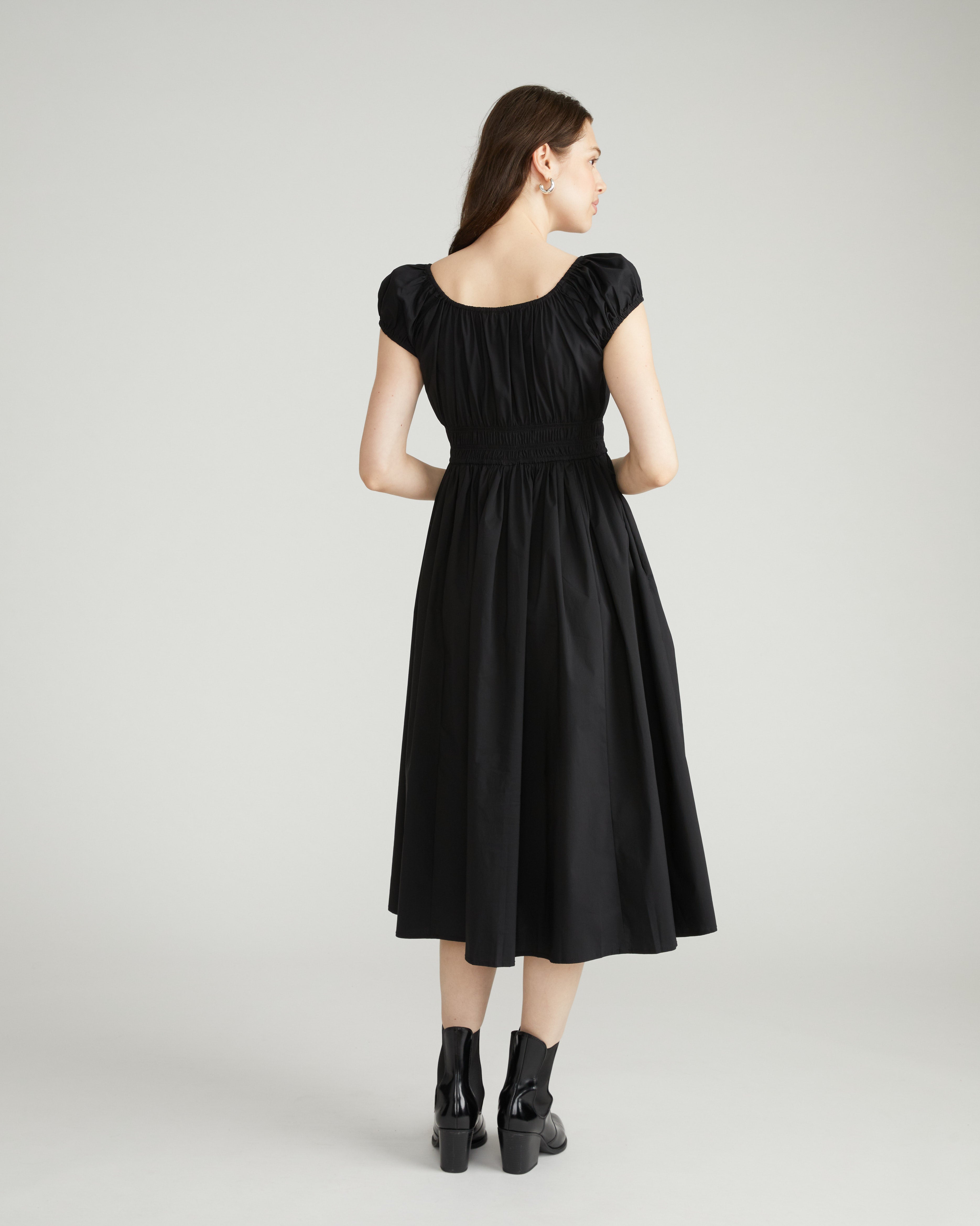 Aurora Stretch Poplin Dress - Black