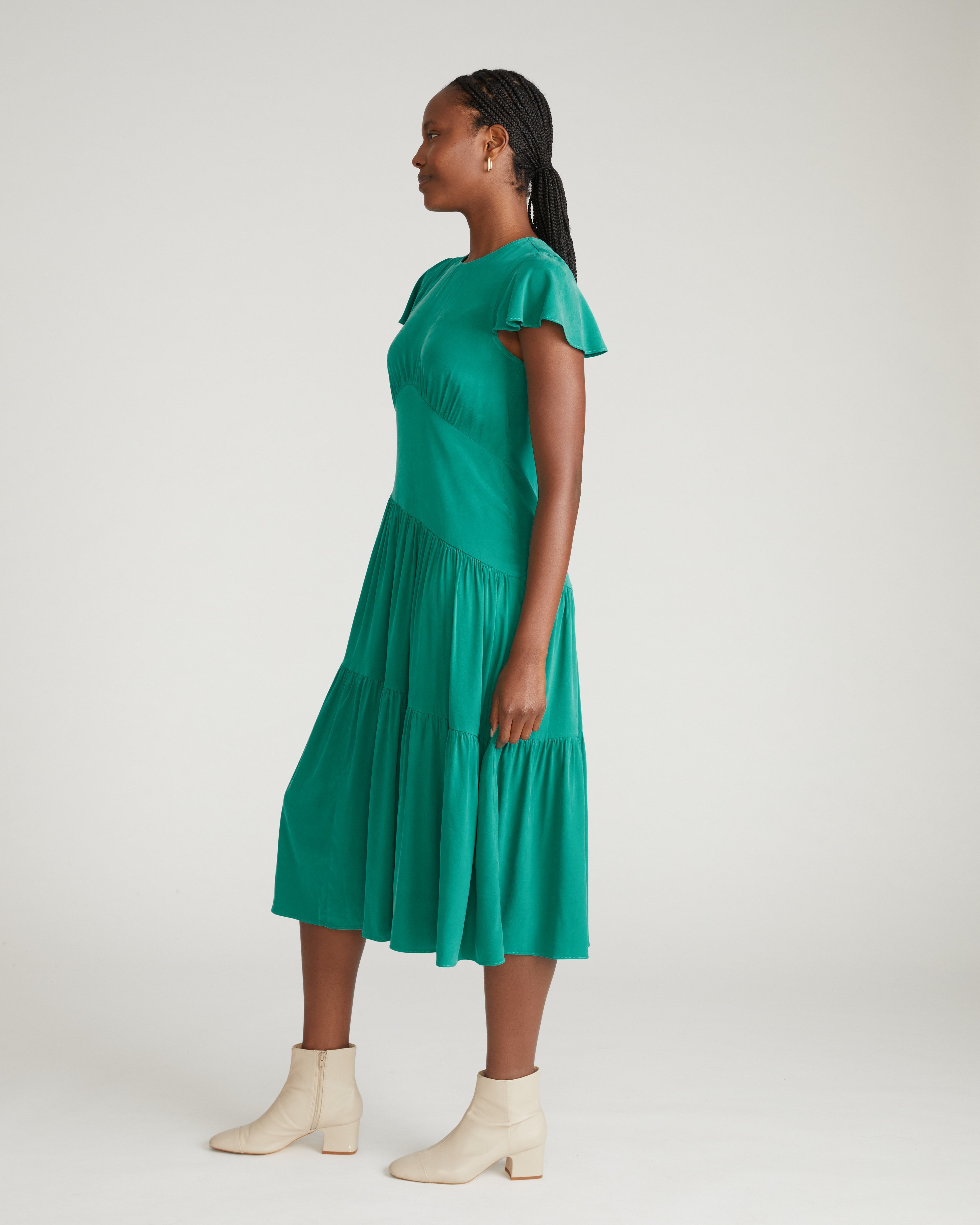 Mariella Stretch Cupro Dress - Green Tourmaline