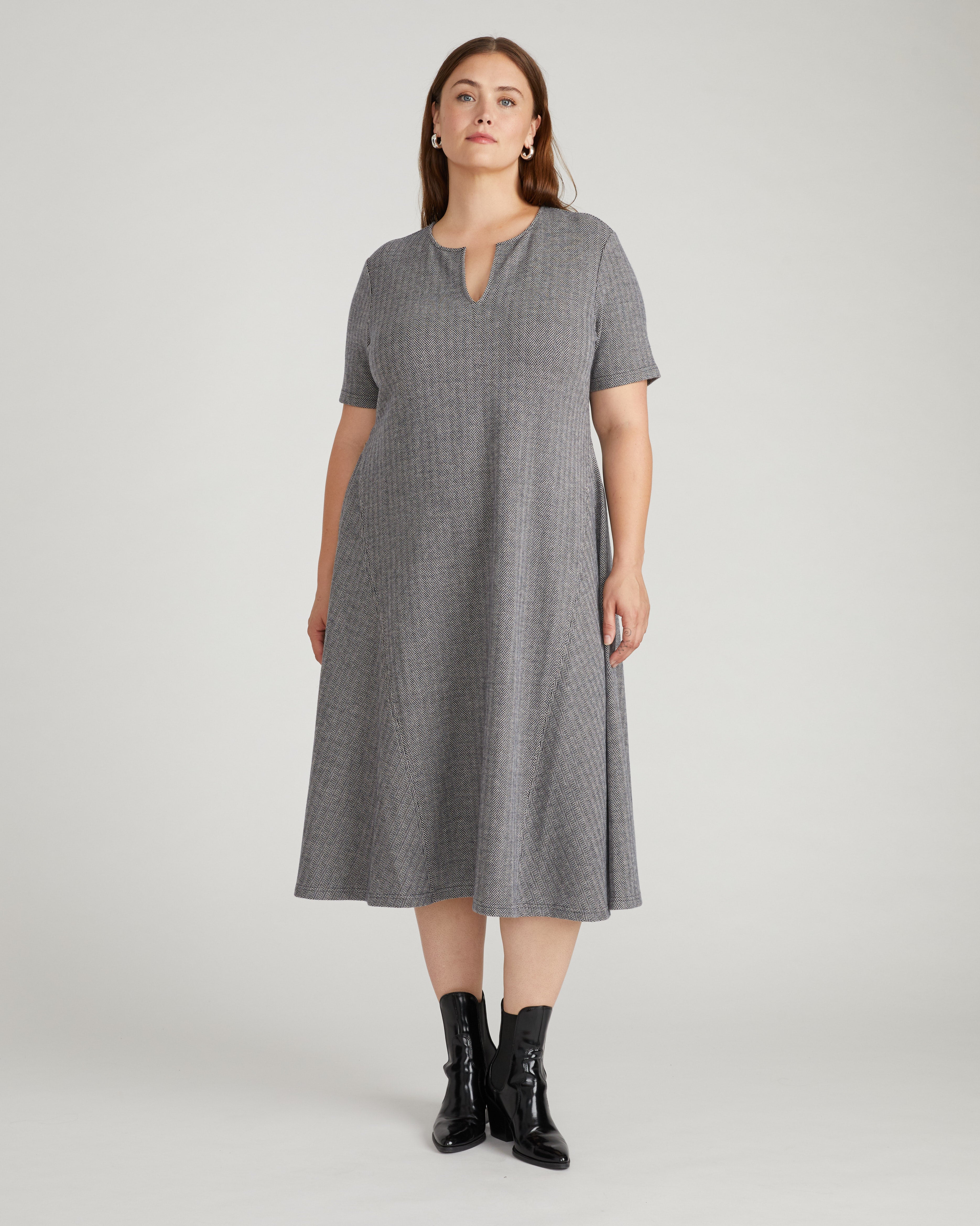 Saskia Ponte Dress - Herringbone Tweed