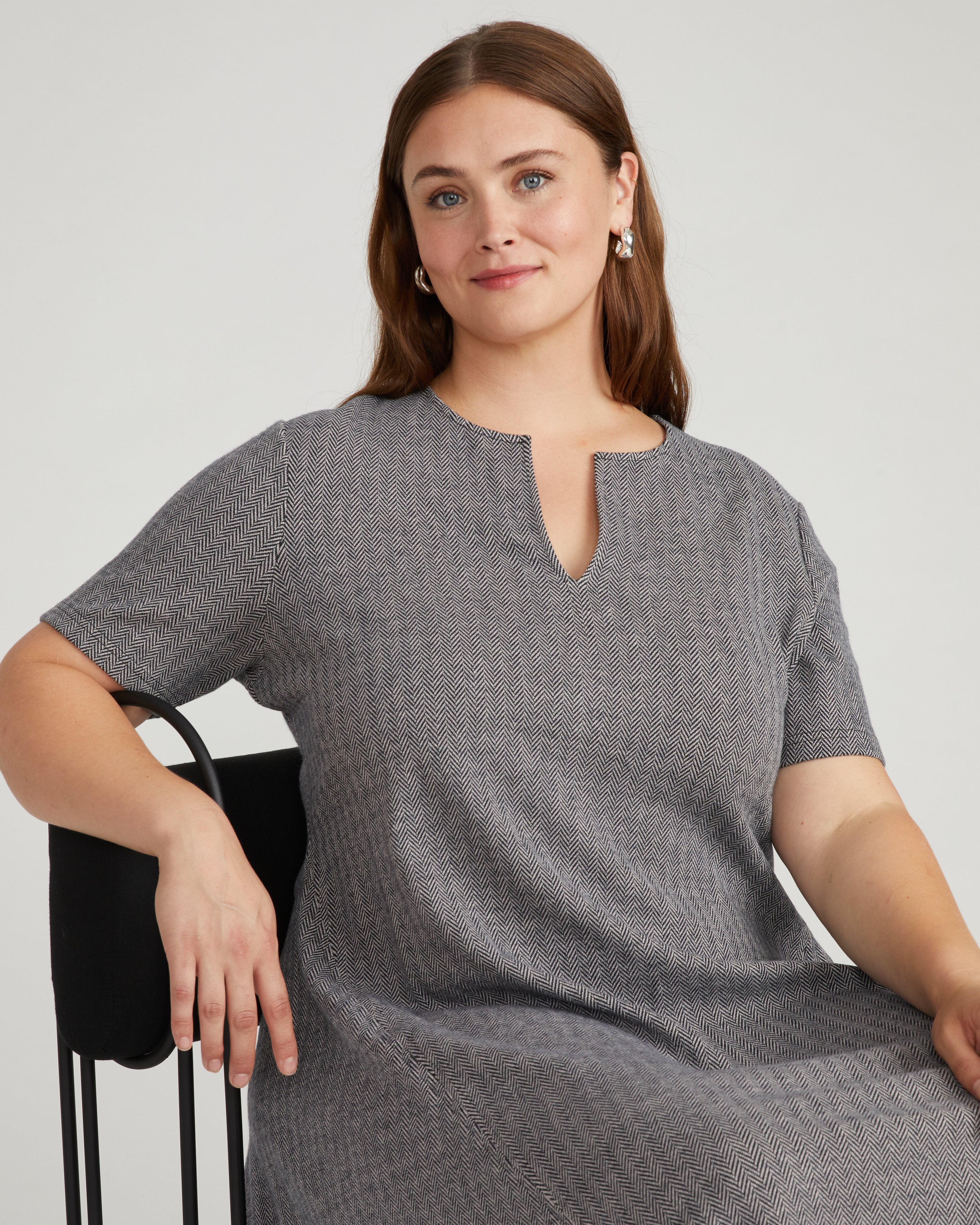 Saskia Ponte Dress - Herringbone Tweed