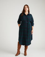 Morgan Belted Stretch Flannel Shirtdress - Yosemite Plaid
