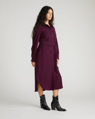 Morgan Belted Stretch Flannel Shirtdress - Gamay