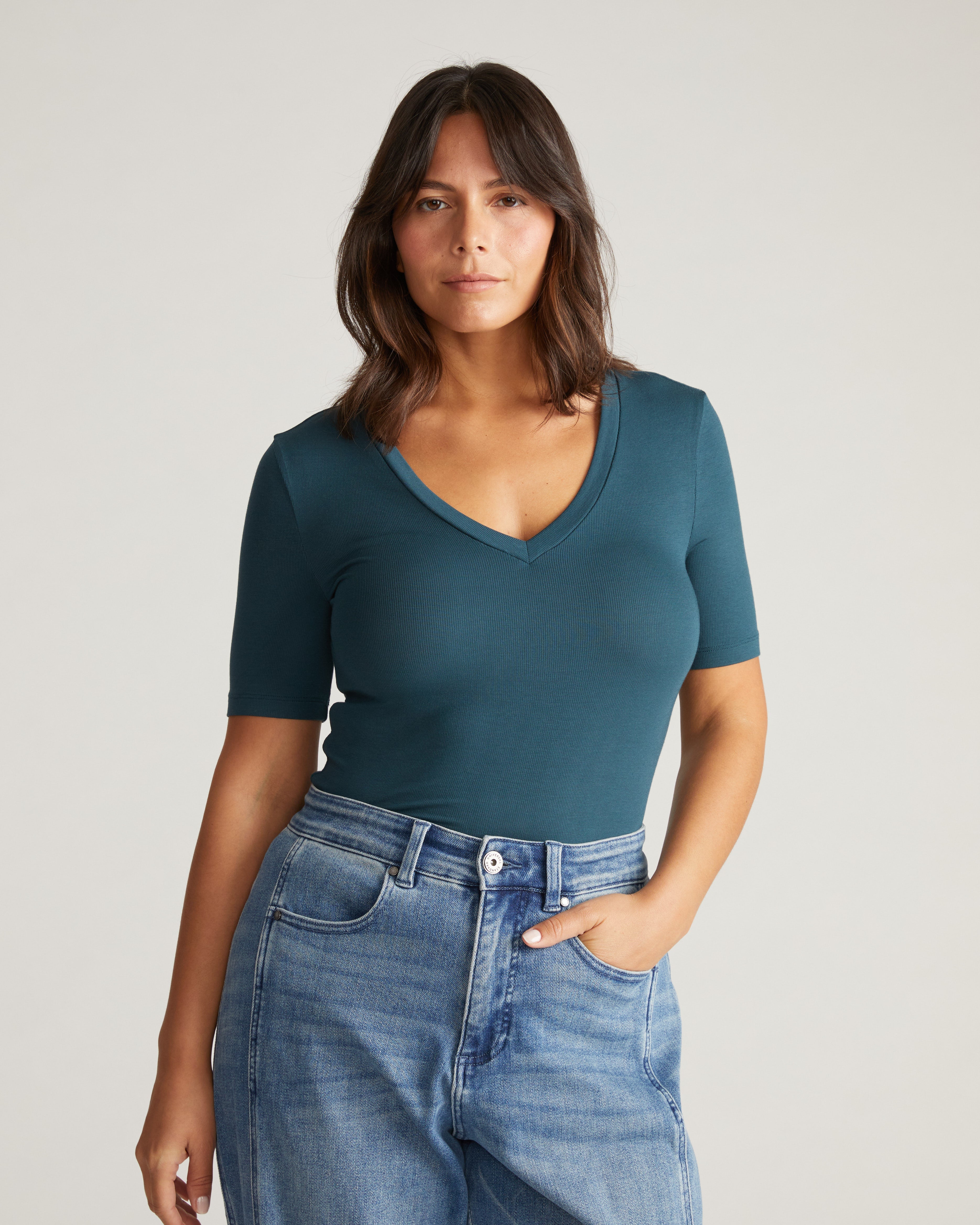 Foundation Short Sleeve V-Neck Tee - Deep Sea