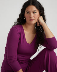 Foundation Long Sleeve V-Neck Tee - Goji Berry