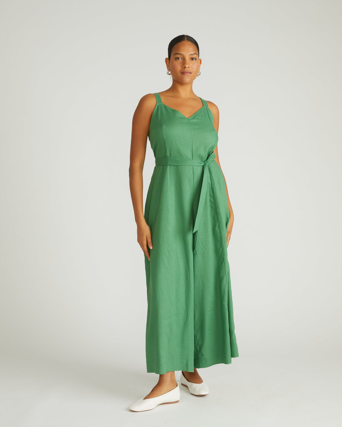 Promenade Linen Jumpsuit - Clover