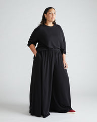 Isadora Wide Leg Lounge Pants - Black
