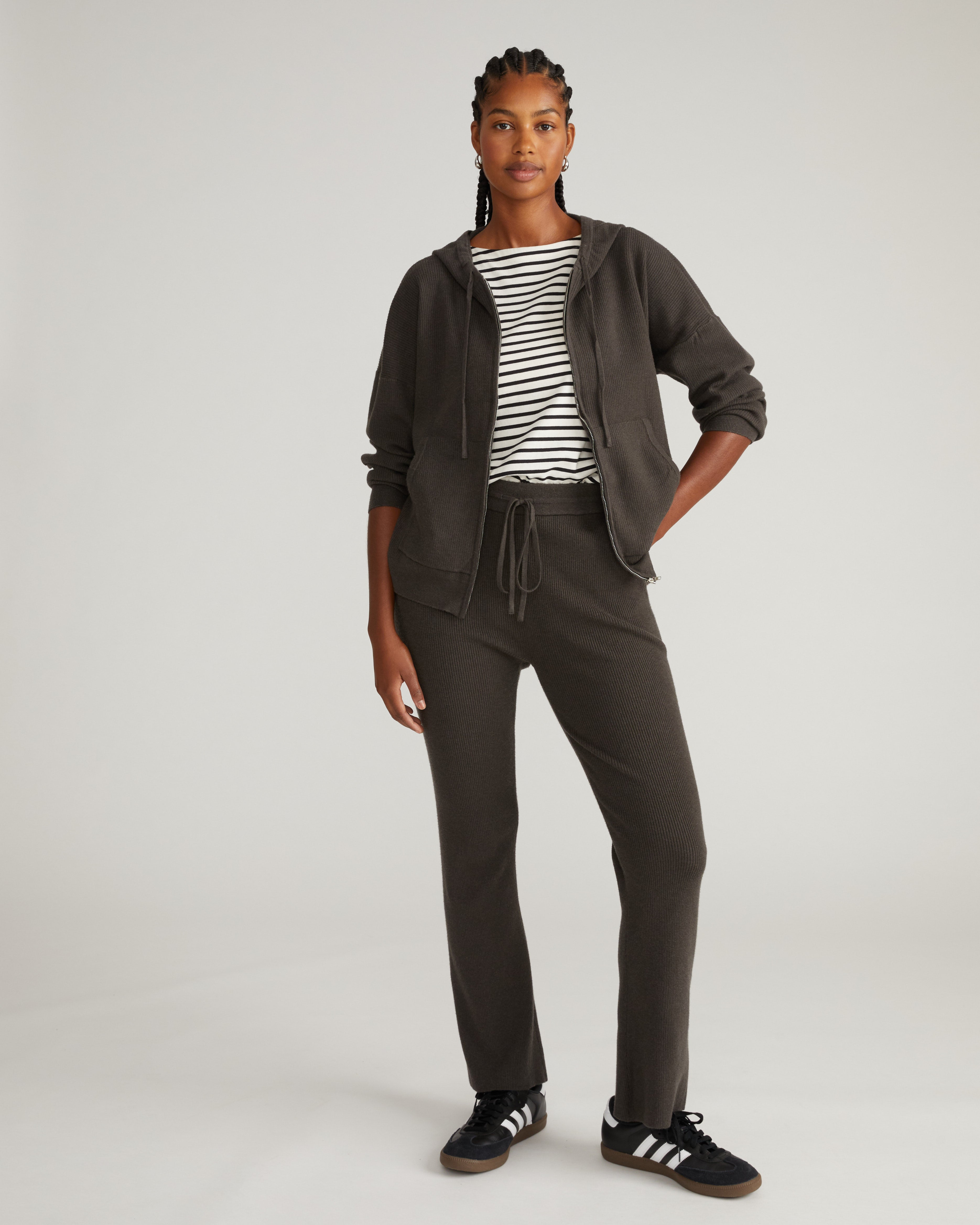 Knitted Mila Zip Hoodie - Graphite