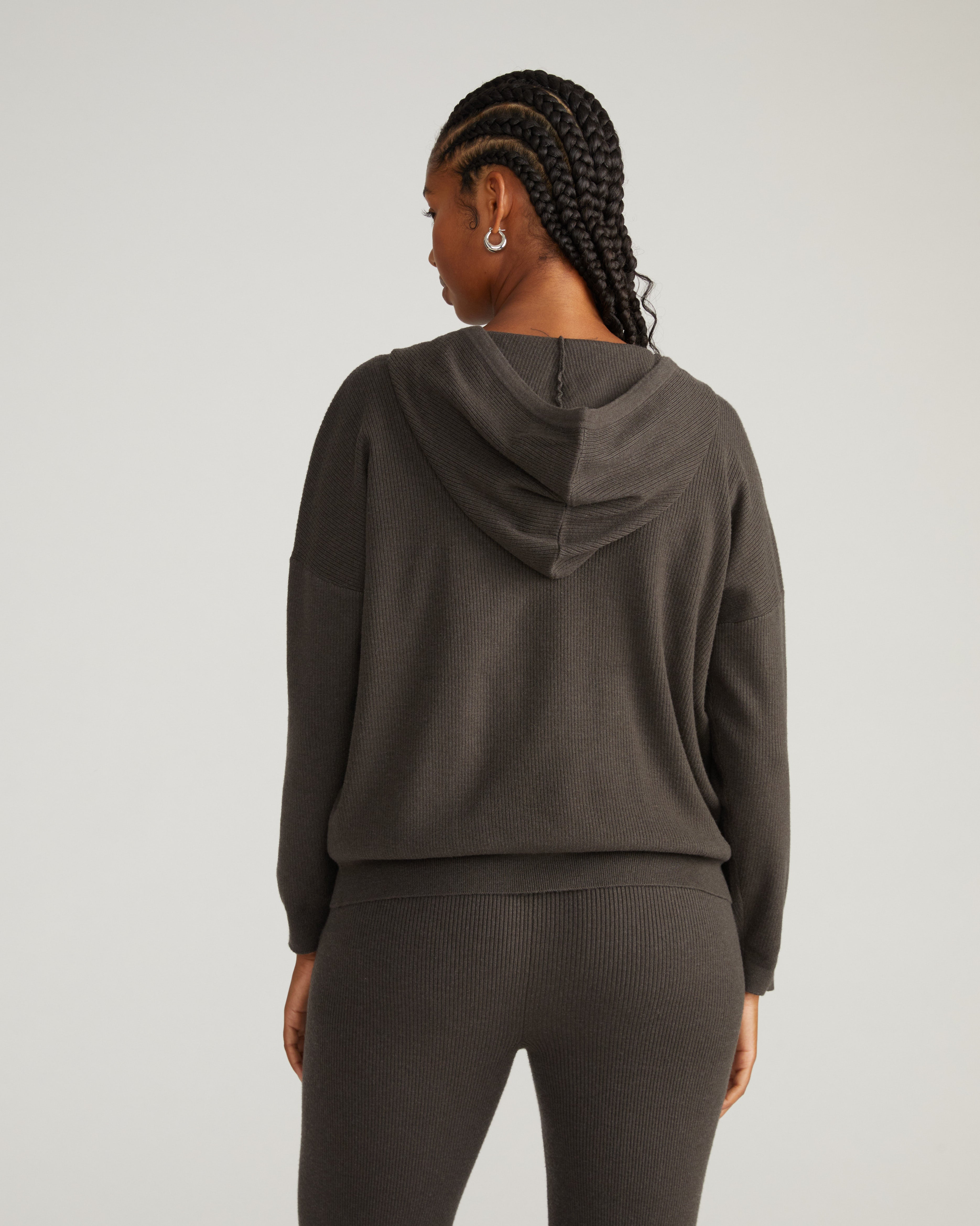 Knitted Mila Zip Hoodie - Graphite
