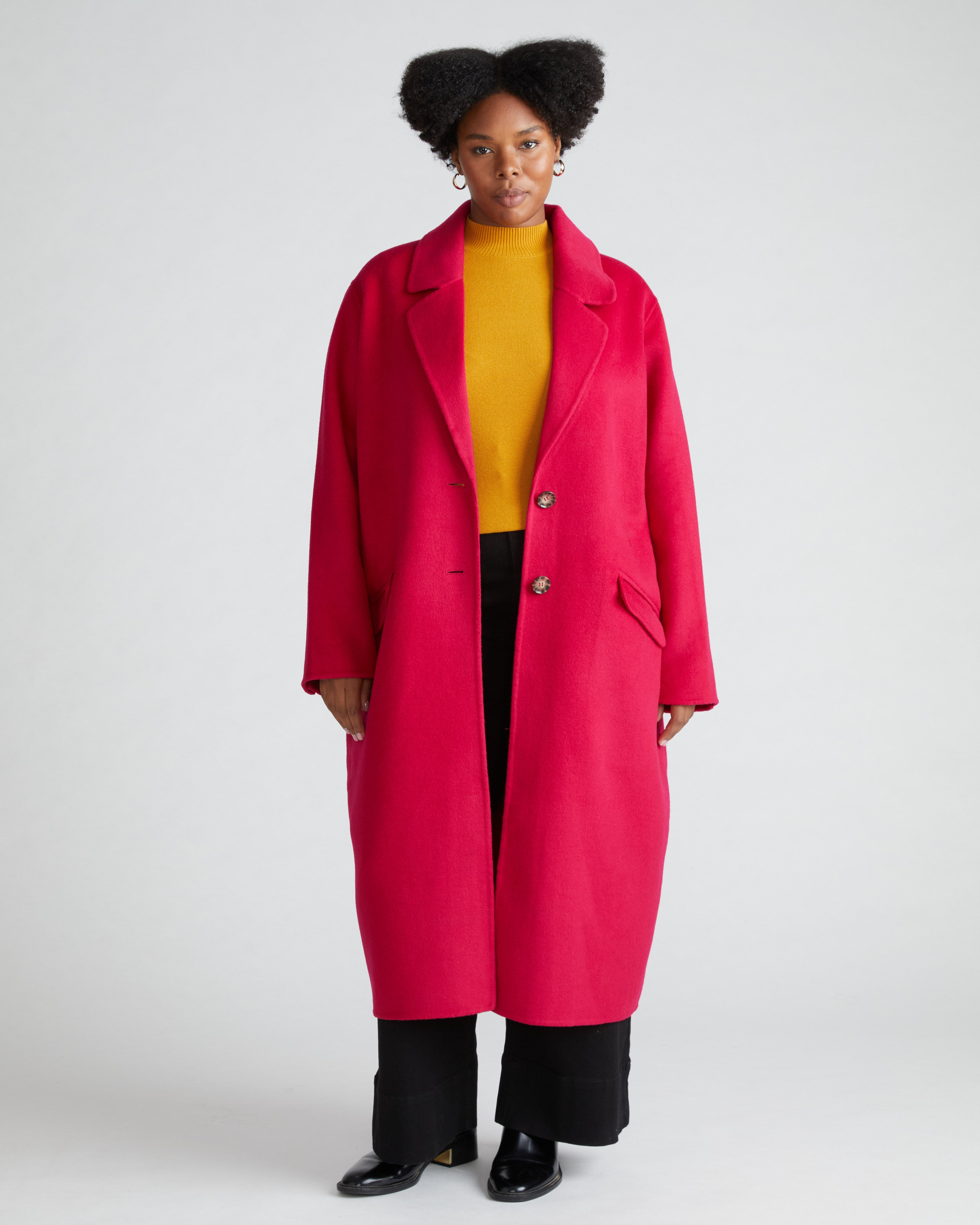 Double Face Luxe Coat - Cerise