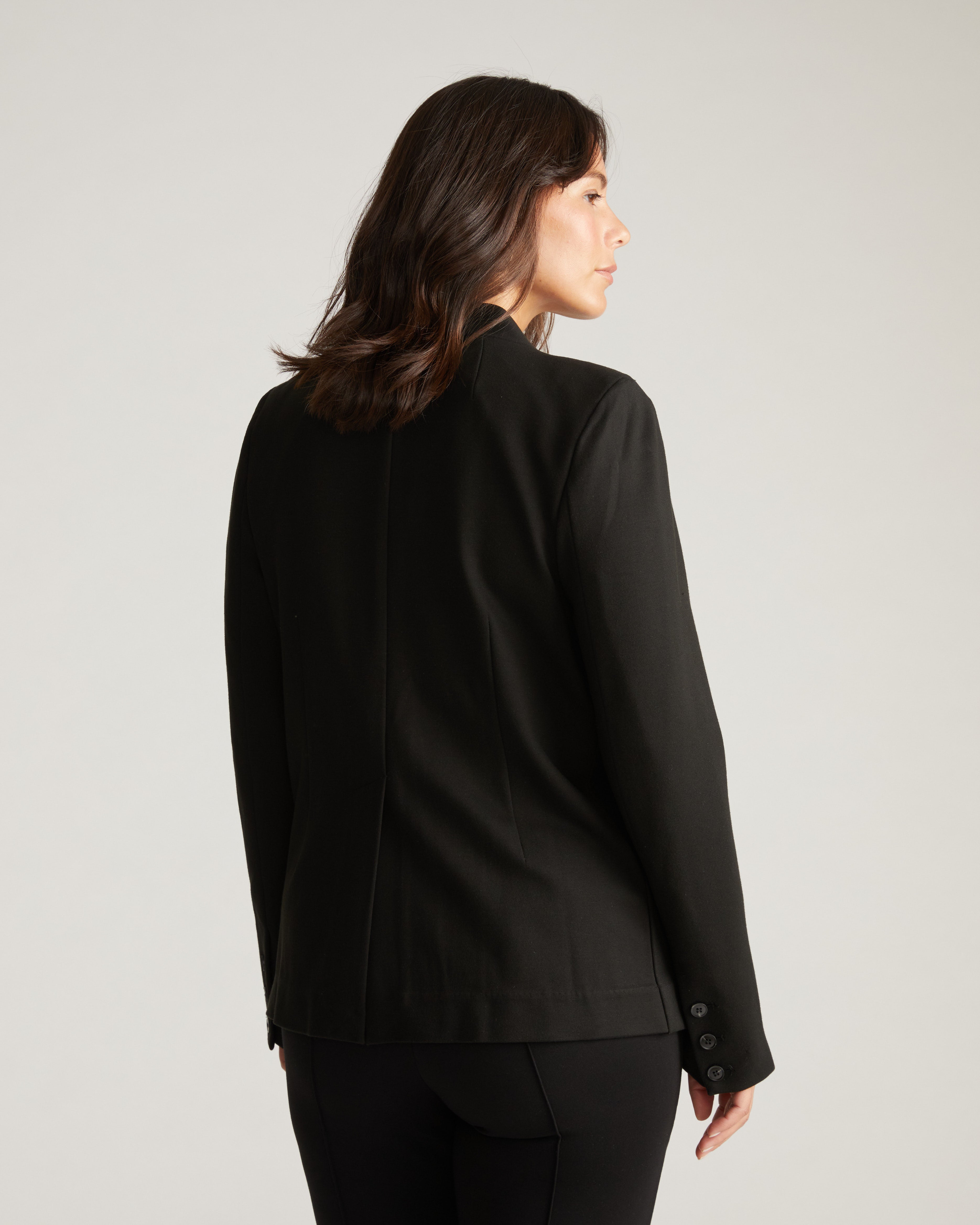 Lennox Collarless Ponte Blazer - Black