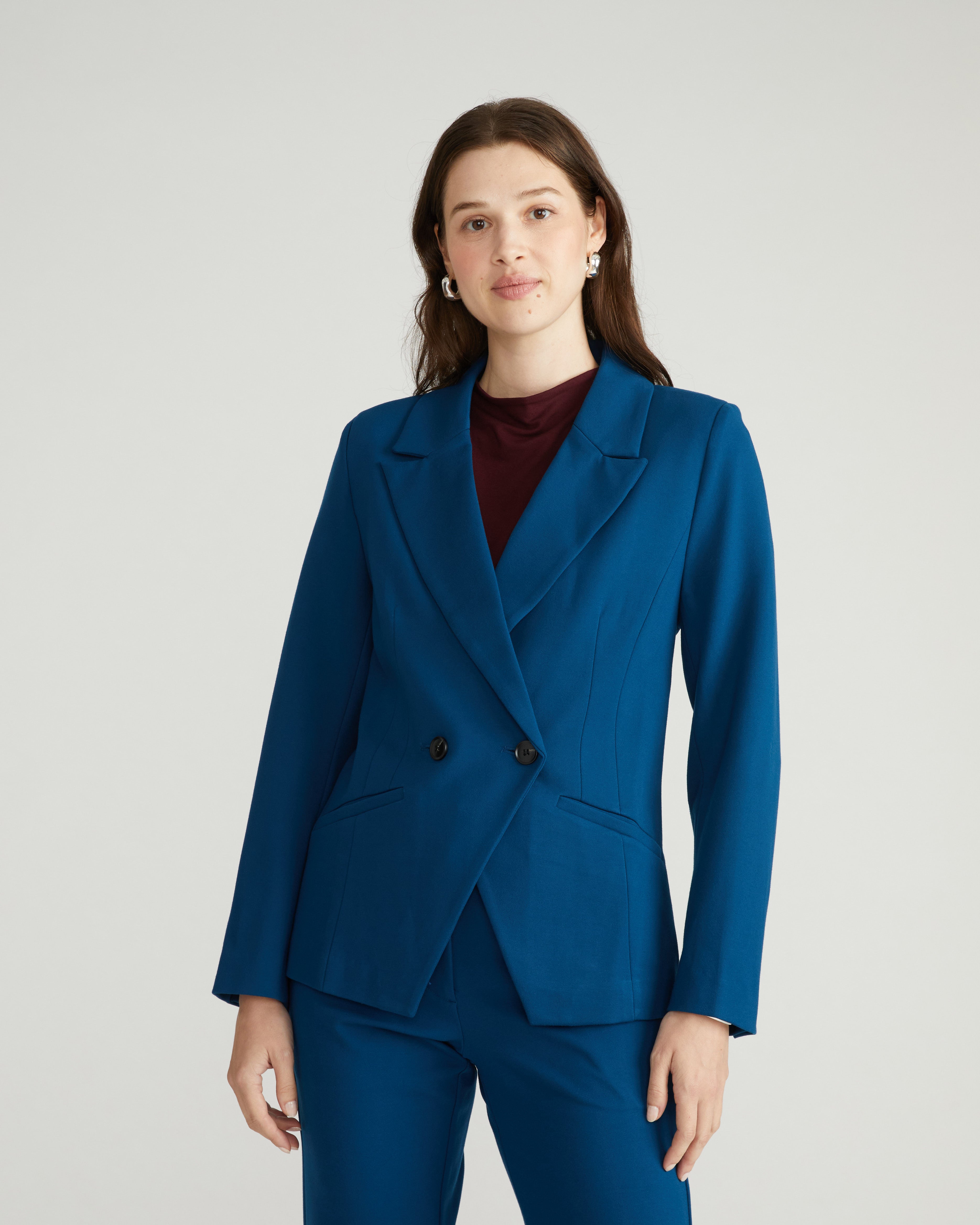 Bianca Double Breasted Ponte Blazer - Deep Teal