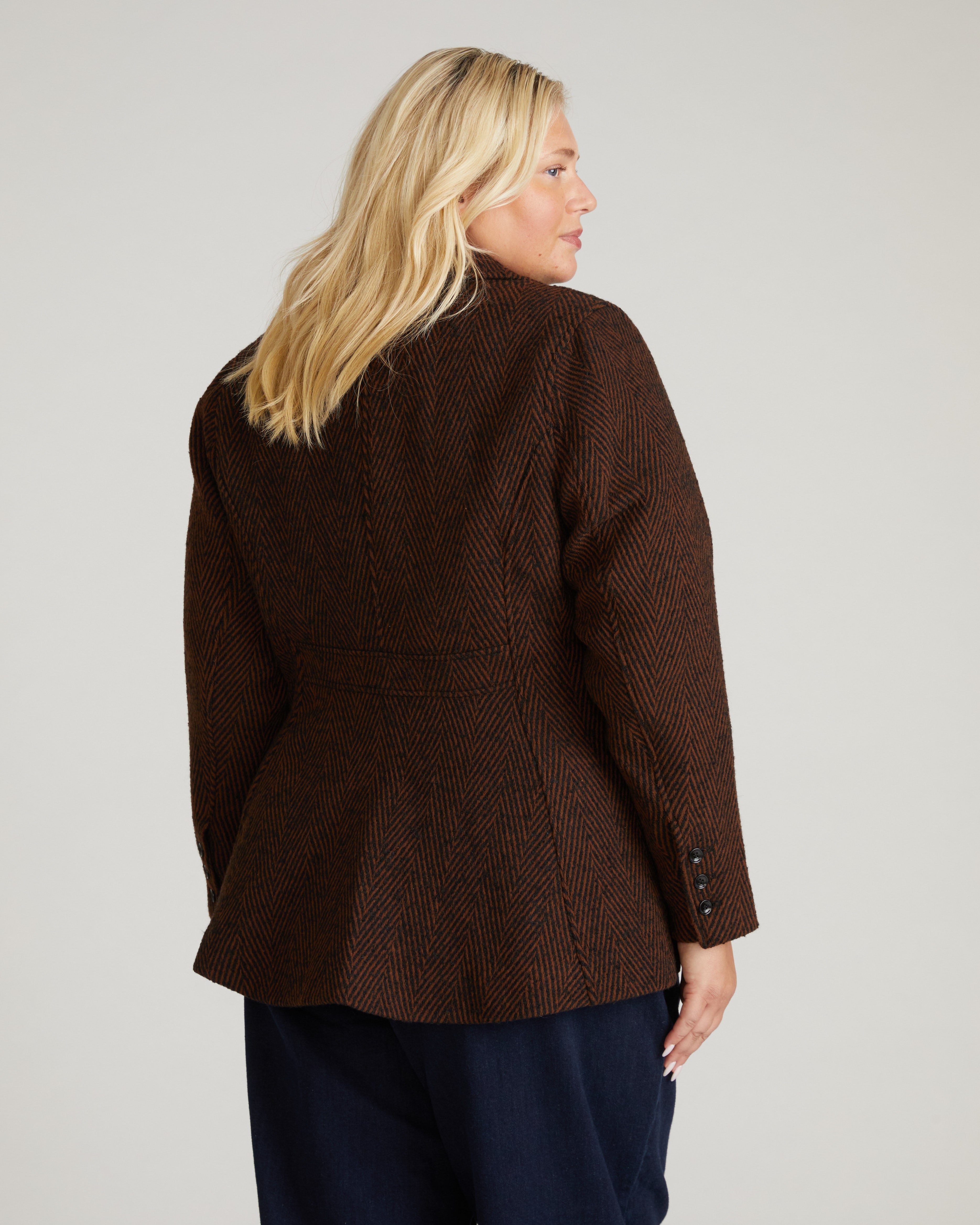 Kidjo Tailored Wool Jacket - Black/Brown Herringbone