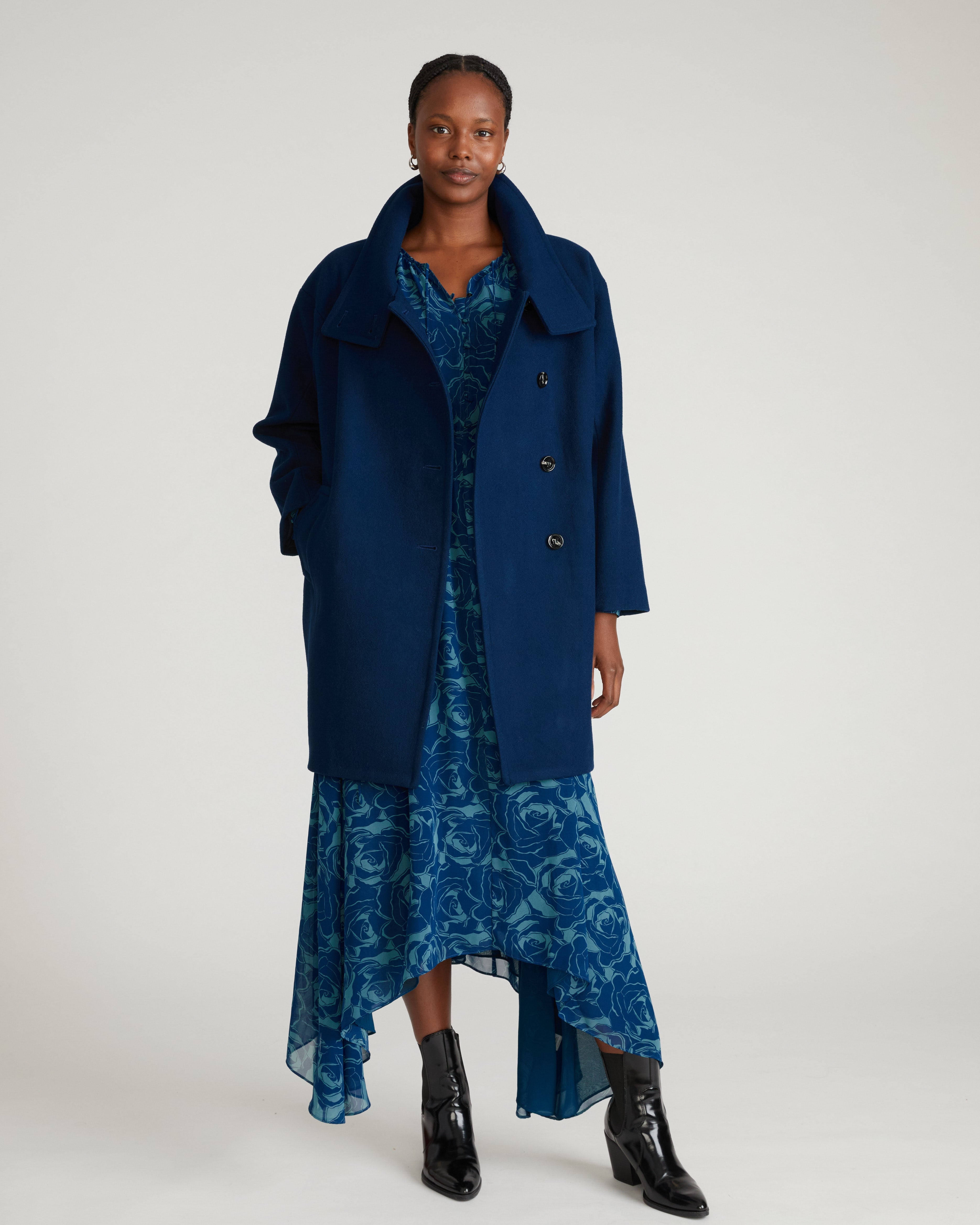 Marlo Cocoon Coat - Pageant Blue