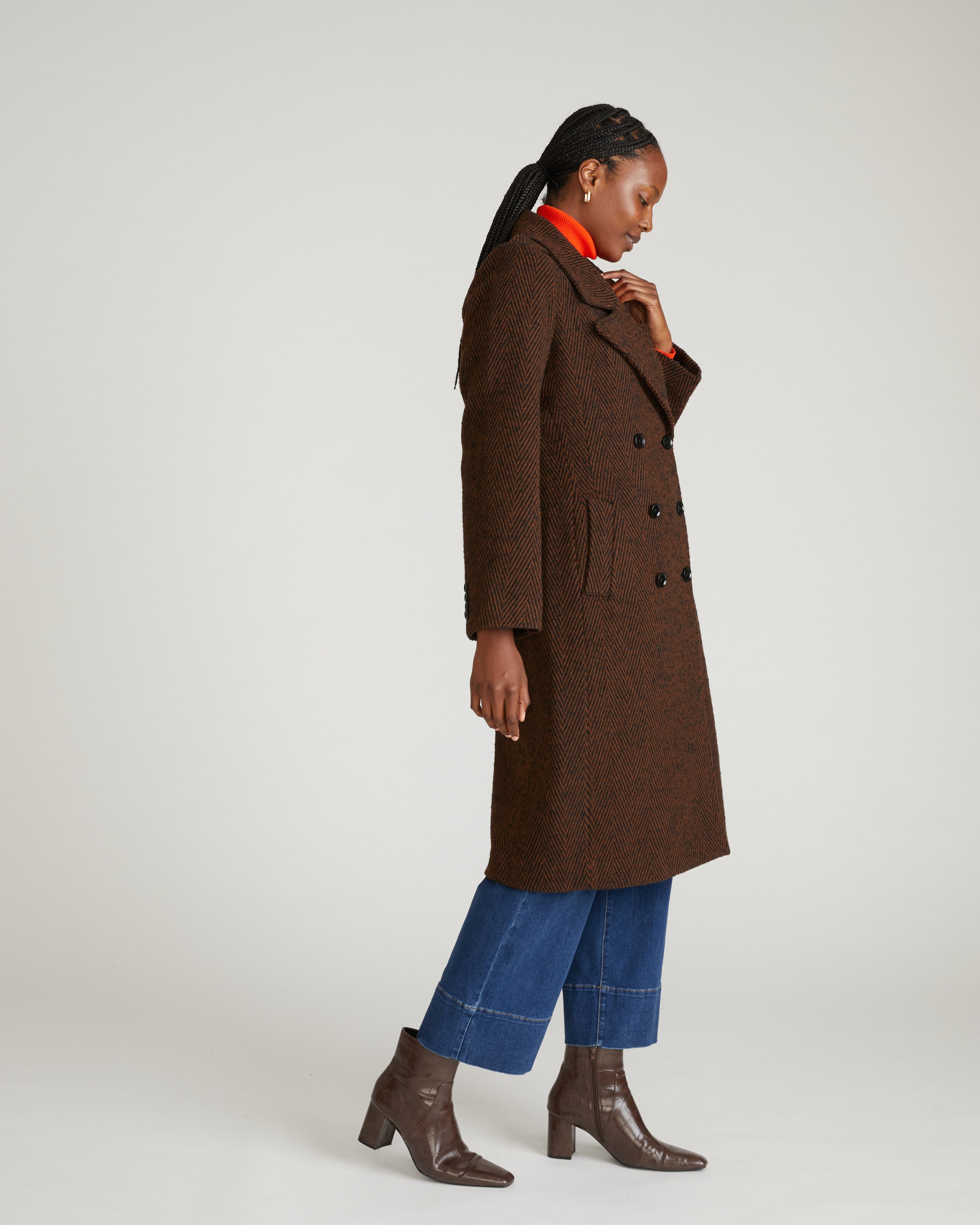 Callaghan Wool Coat - Black/Brown Herringbone