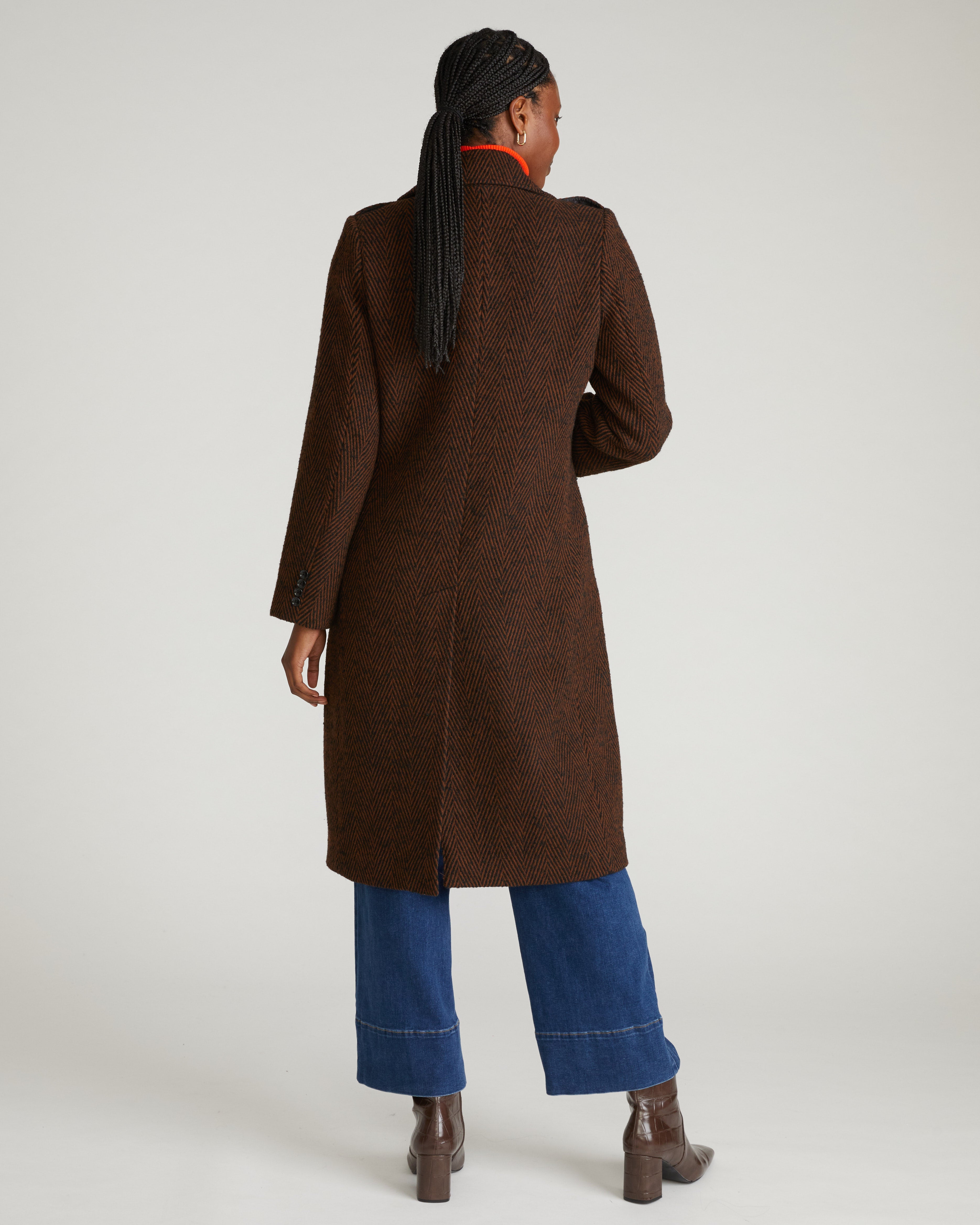 Callaghan Wool Coat - Black/Brown Herringbone