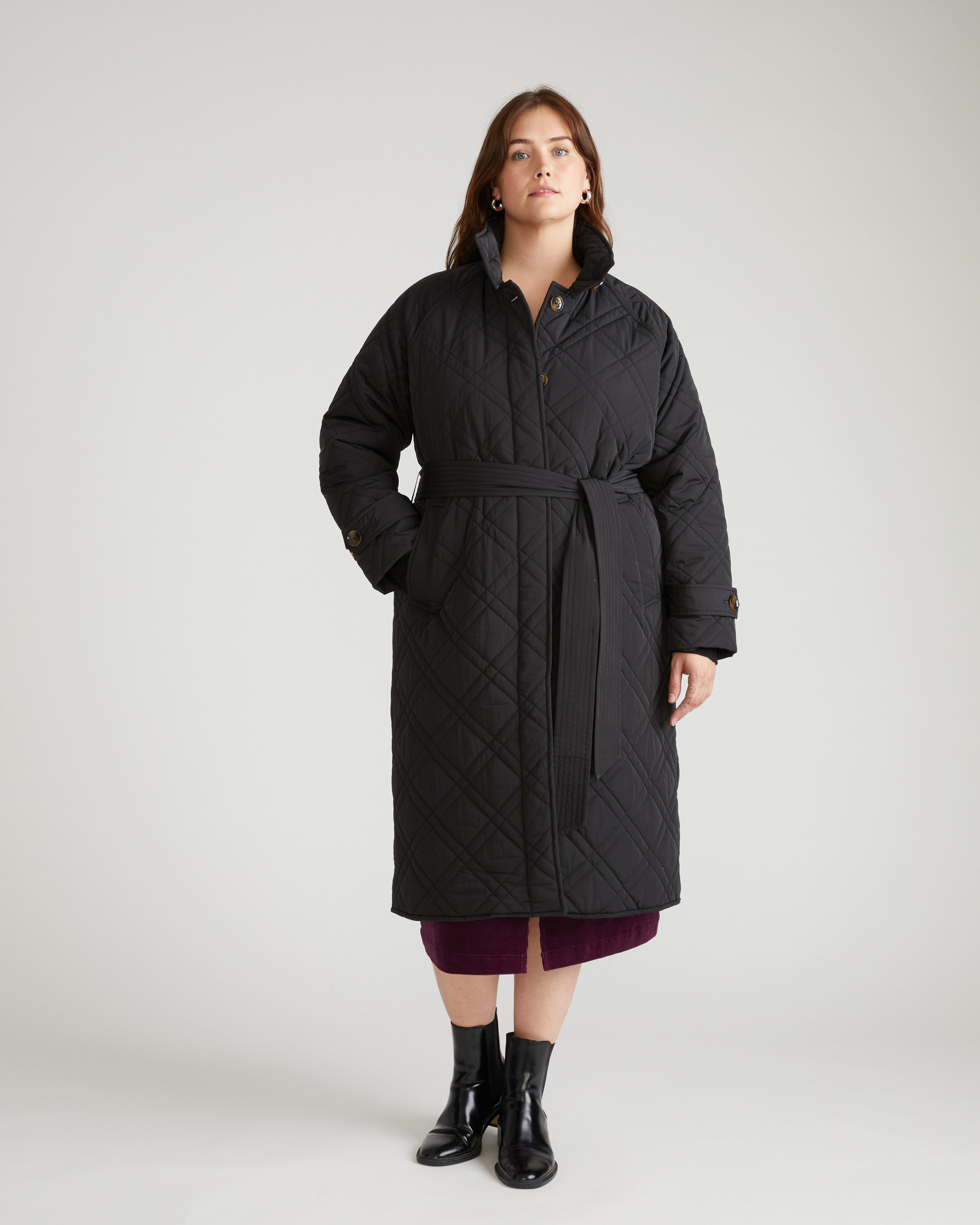 Nehra Quilted Coat - Black