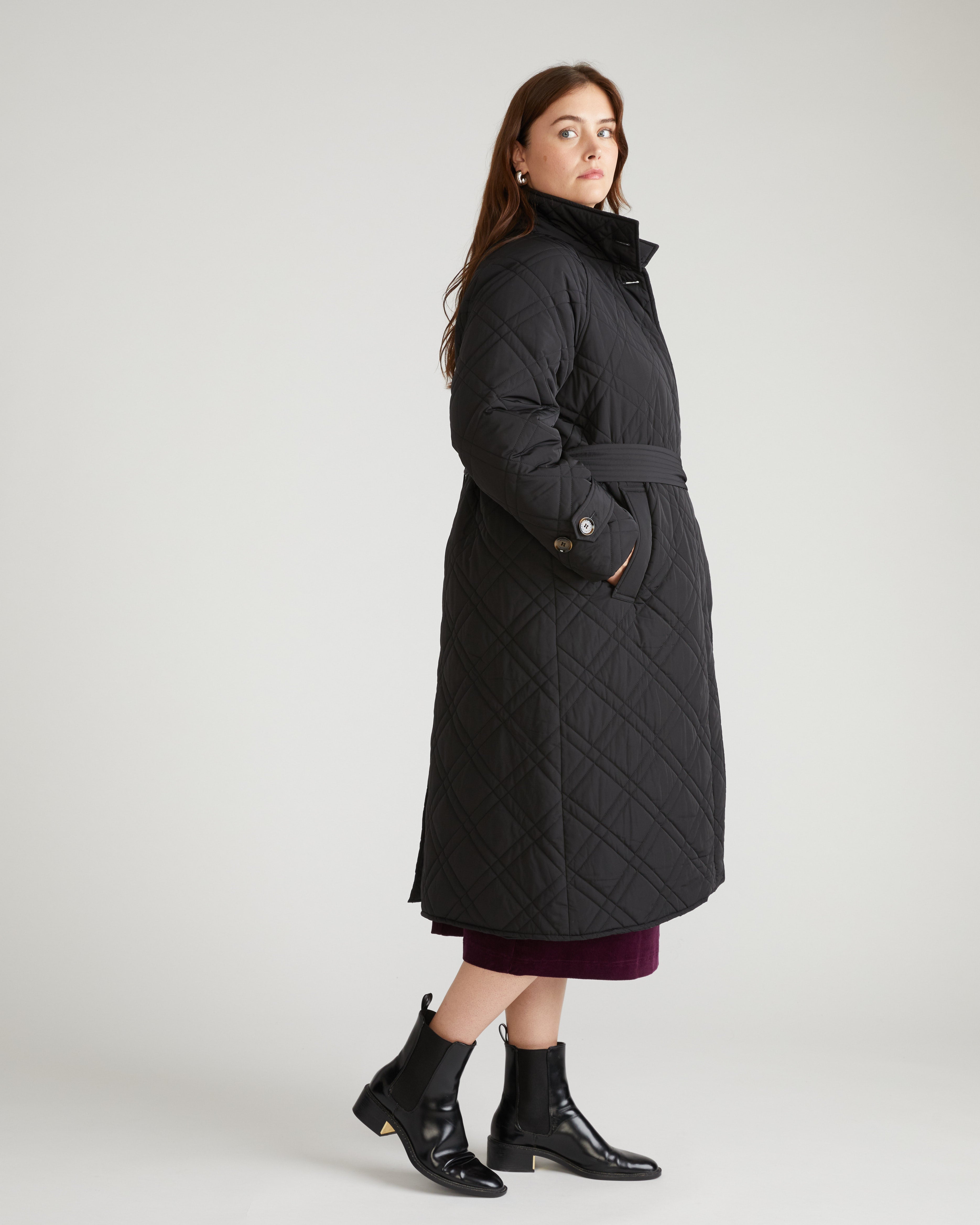 Nehra Quilted Coat - Black