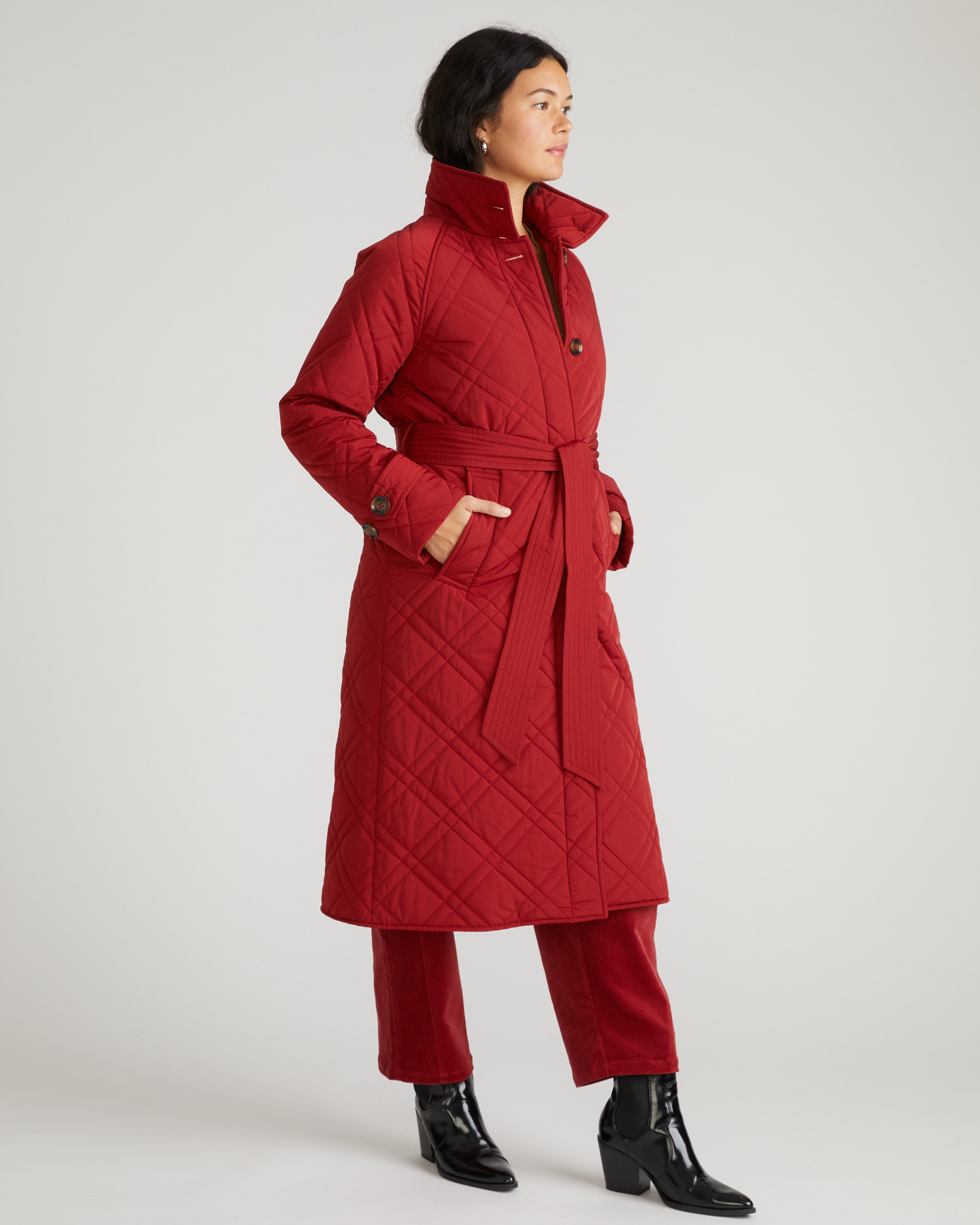 Nehra Quilted Coat - Autumnal Red