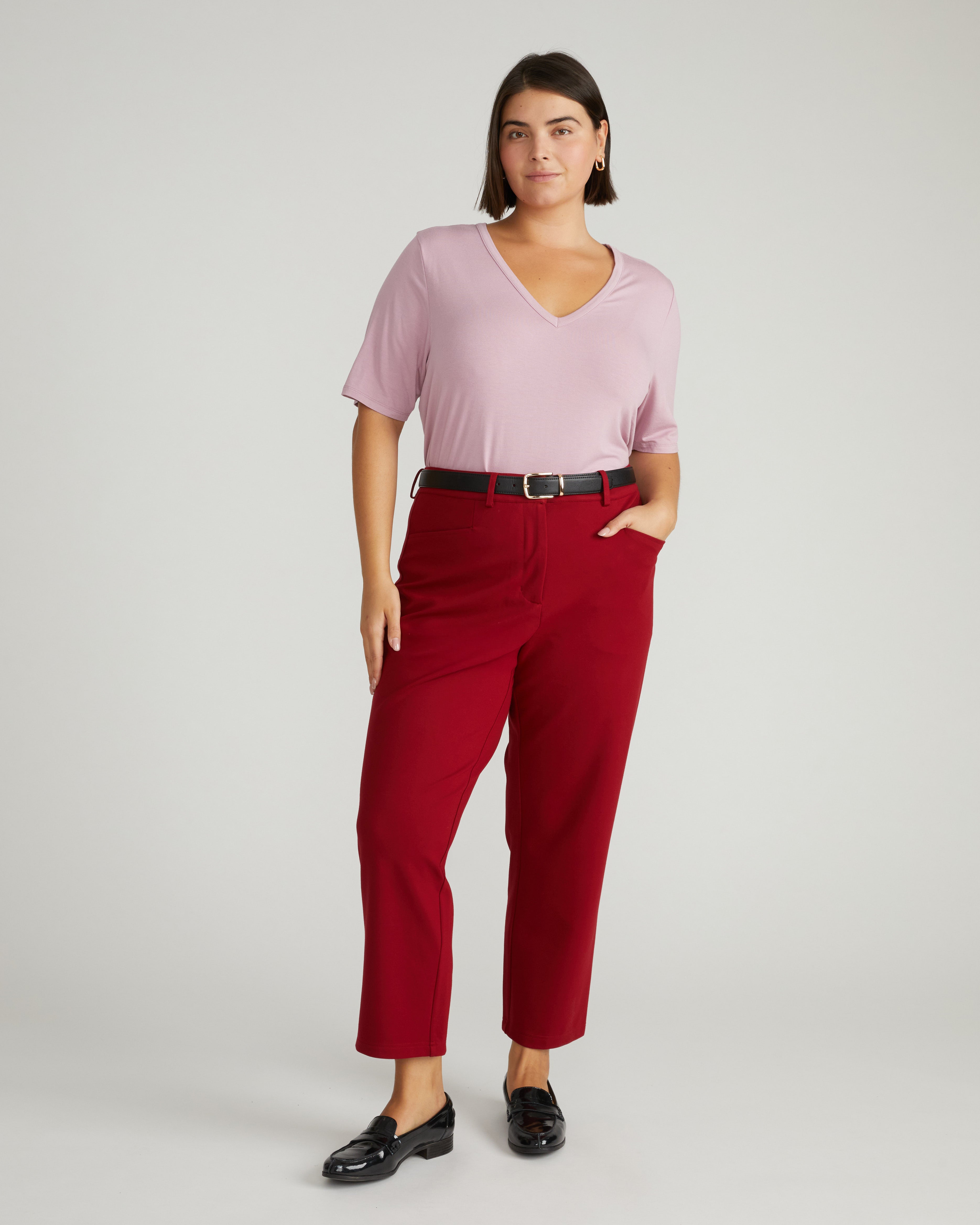 Cigarette Ponte Pants - Garnet