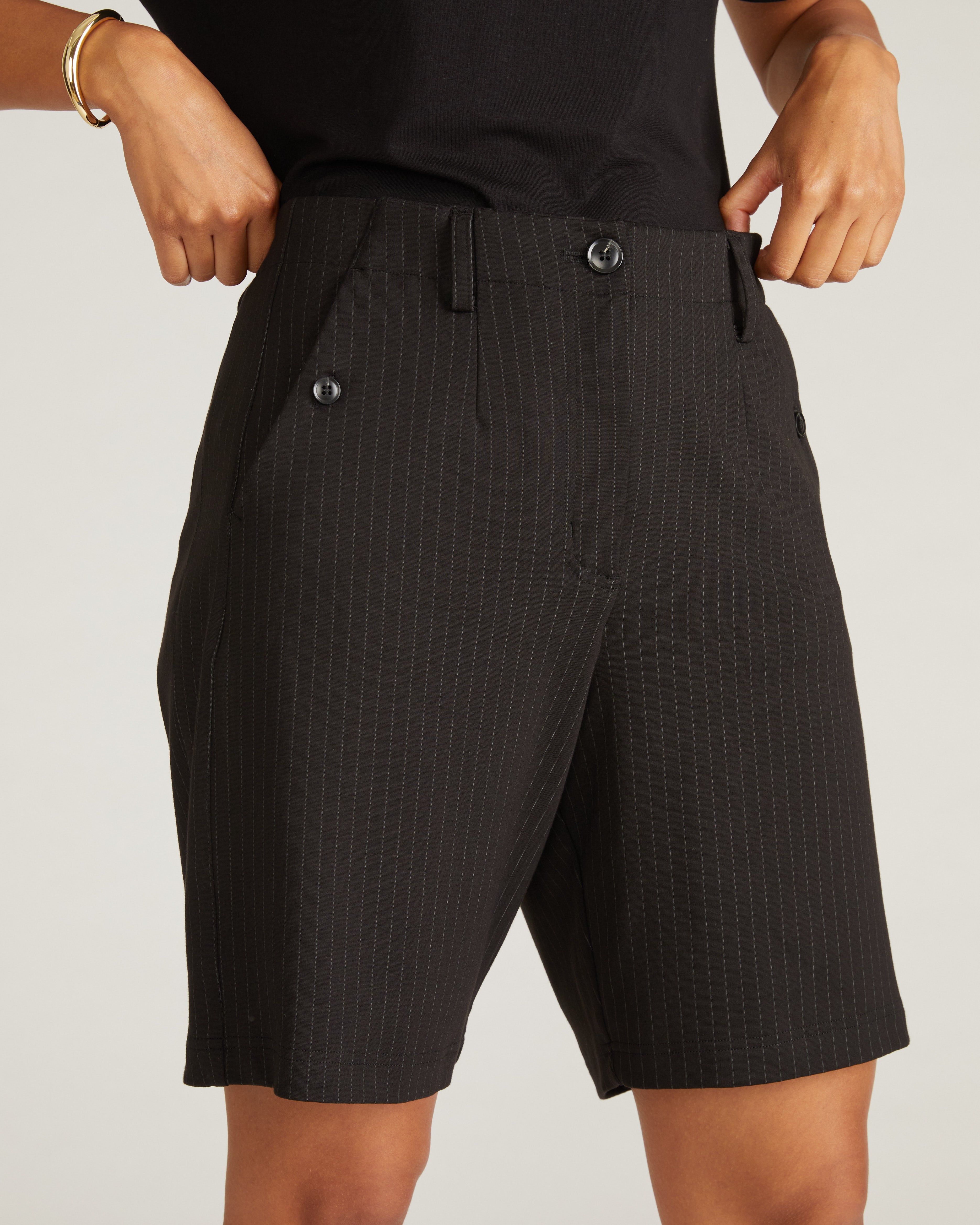 Audrey Ponte Shorts - Slate Pinstripe
