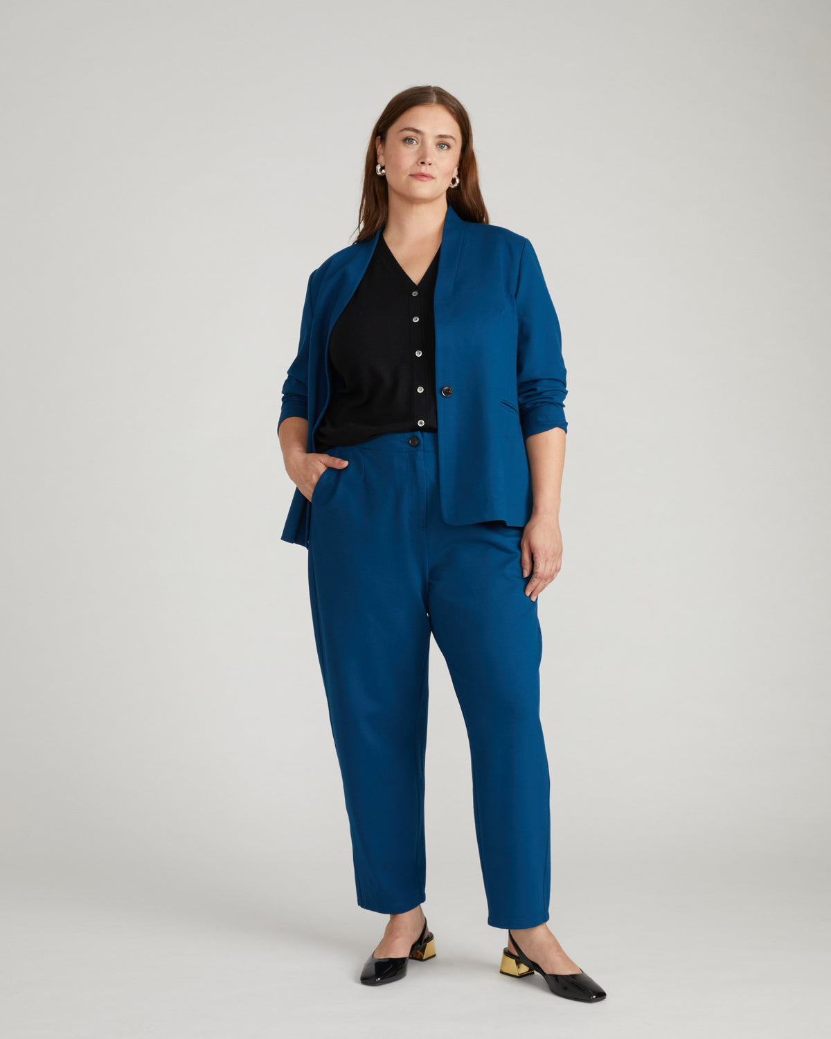 Audrey Tailored Ponte Pants - Deep Teal
