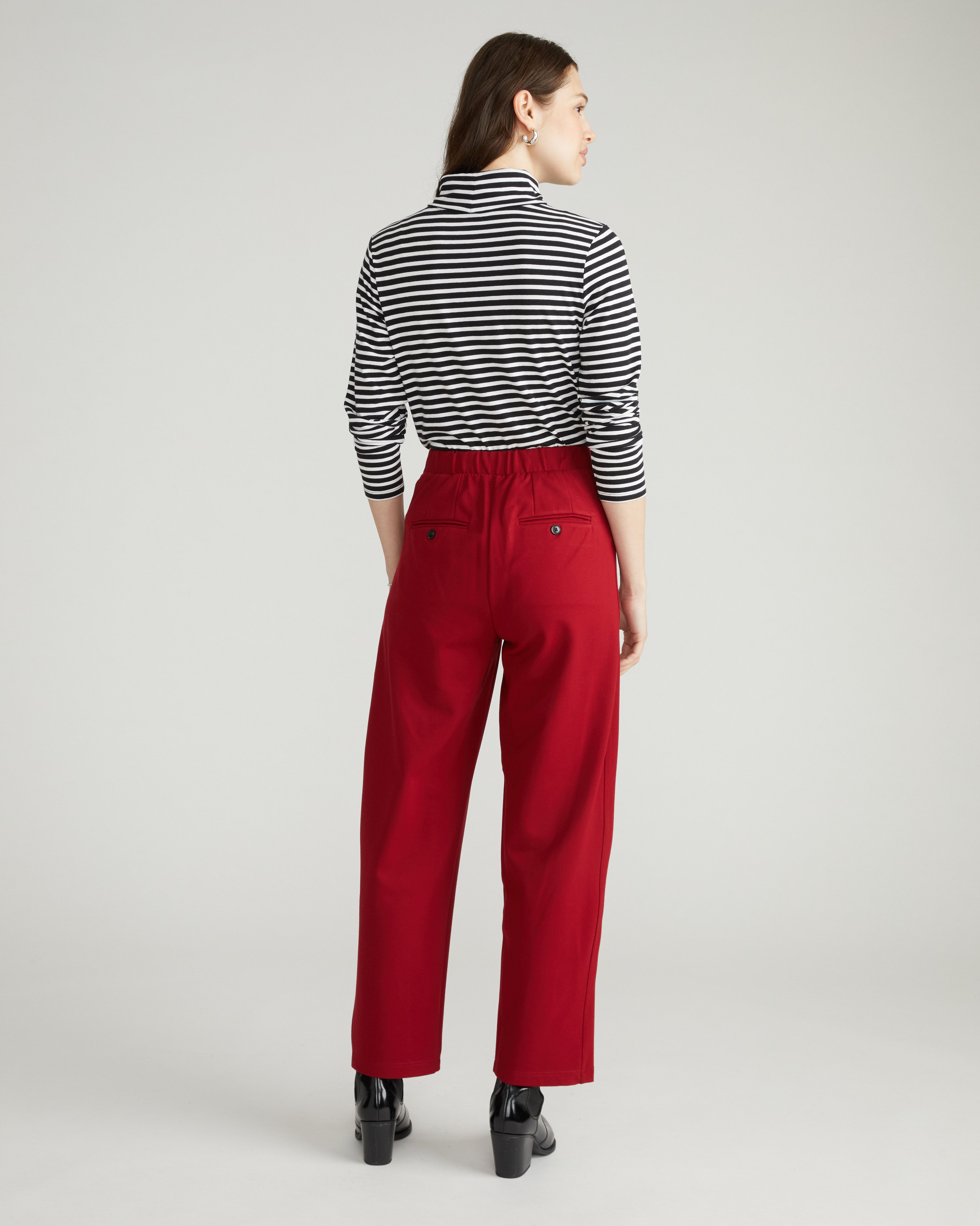 Audrey Tailored Ponte Pants - Garnet