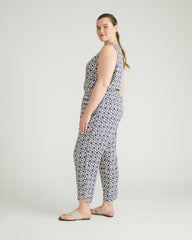 Cooling Stretch Cupro Pants - Navy Hacienda Print