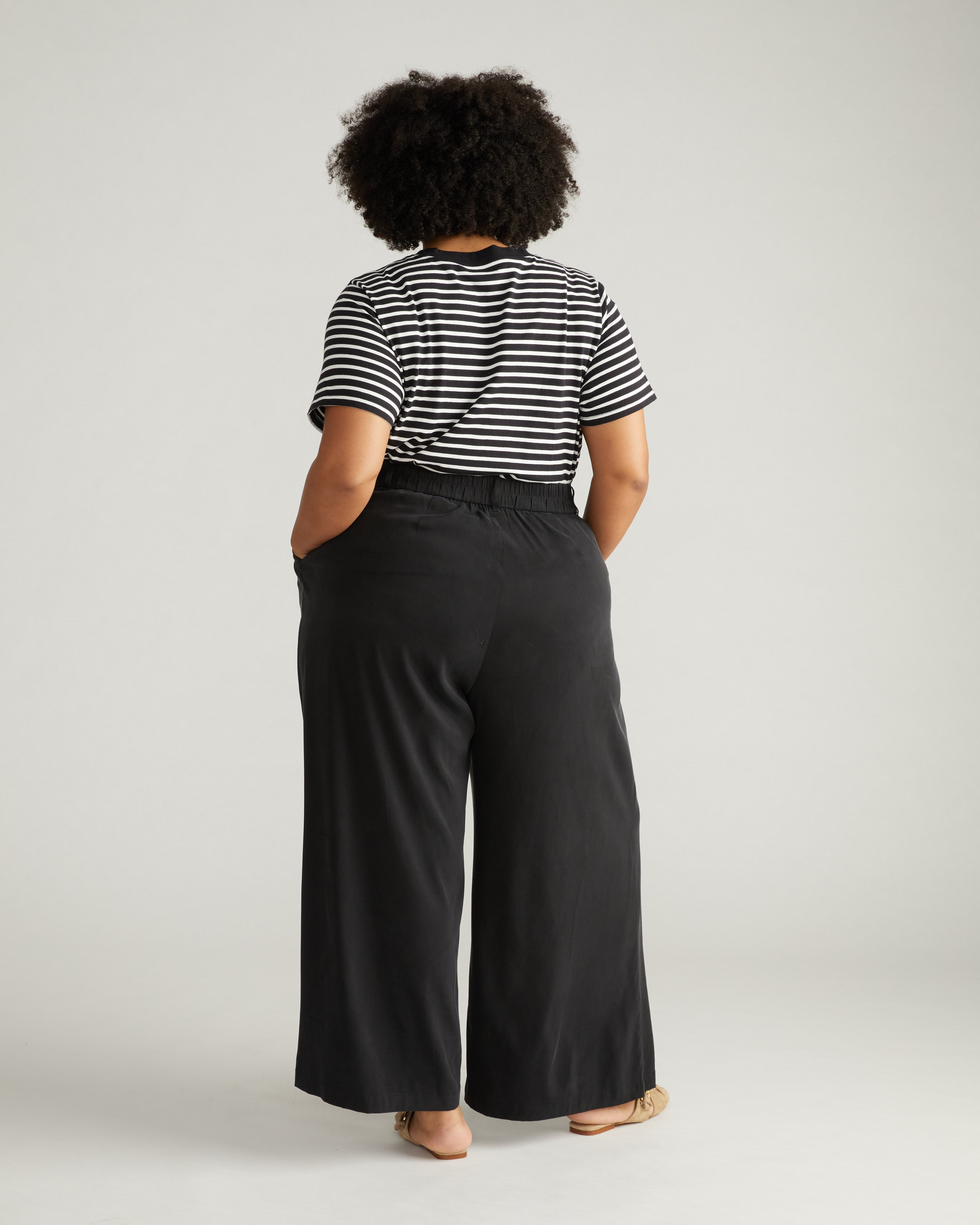 Palais Cooling Cupro Wide Leg Pant - Black