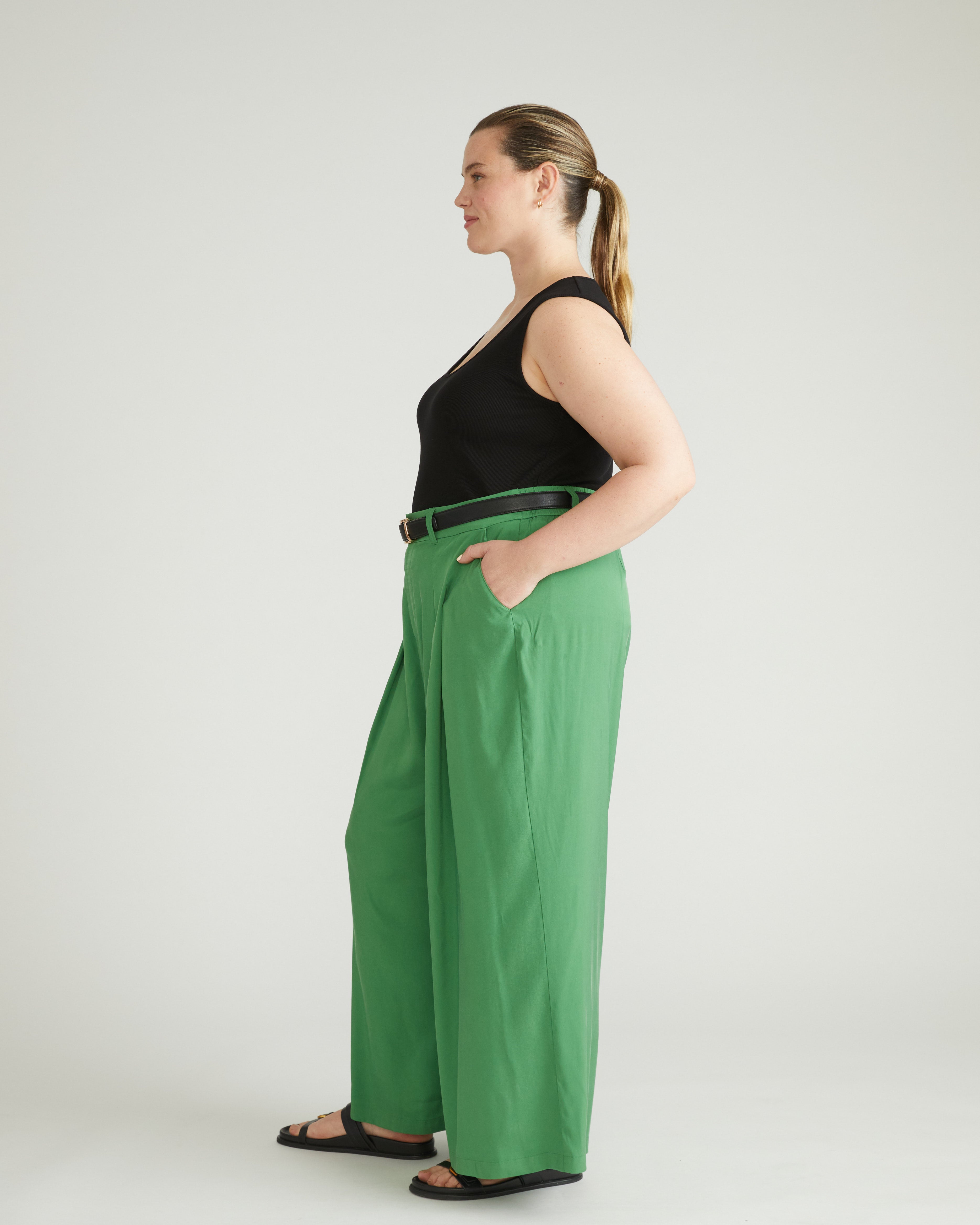 Palais Cooling Cupro Wide Leg Pant - Clover