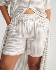 Beach Shorts - White/Beige Stripe