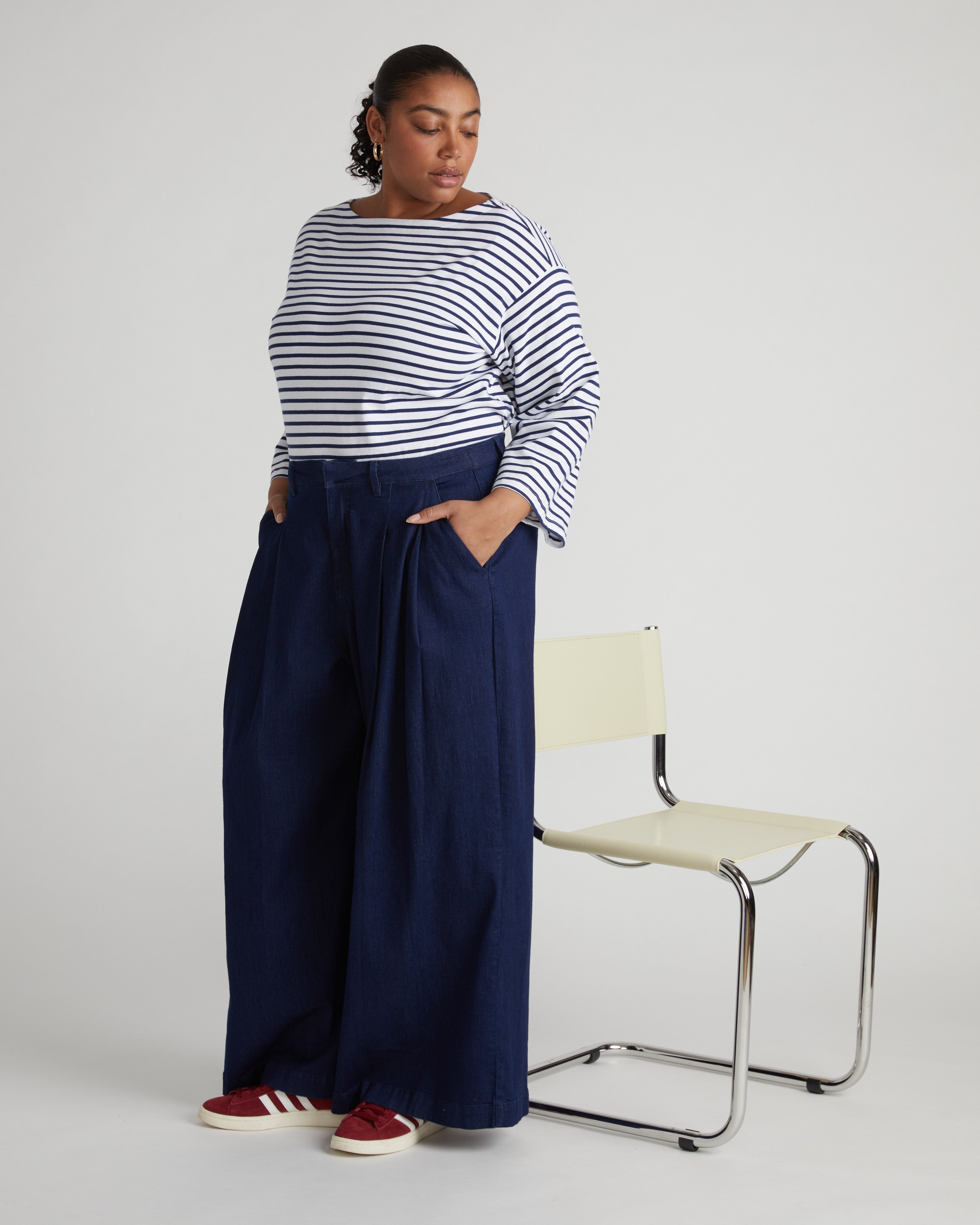 Denim Wide Leg Pant - Dark Indigo