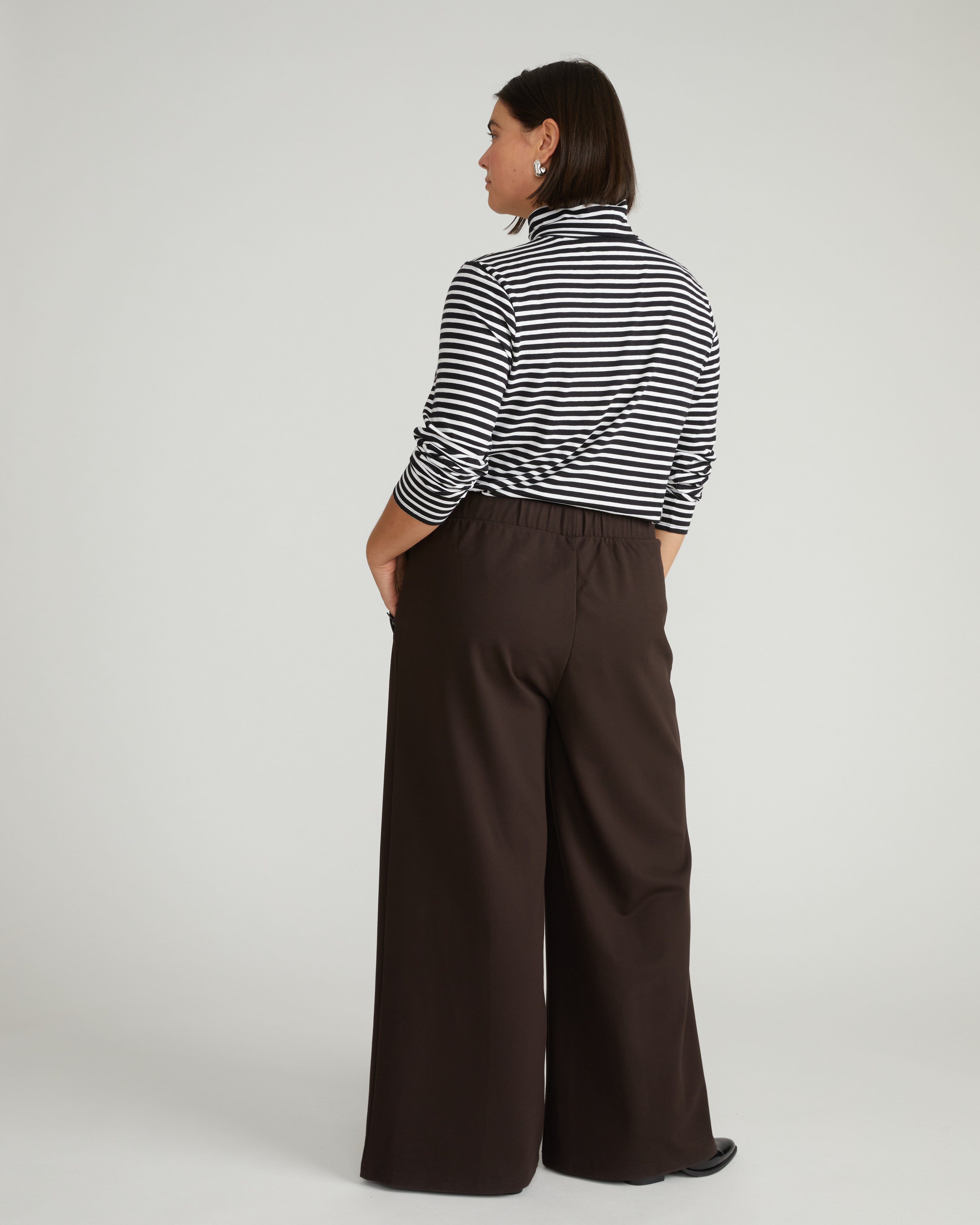 Pam Pintuck Wide Leg Ponte Pants - Espresso