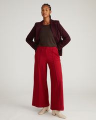 Pam Pintuck Wide Leg Ponte Pants - Garnet