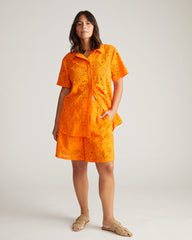 Lulu Cotton Eyelet Shorts - Arancia